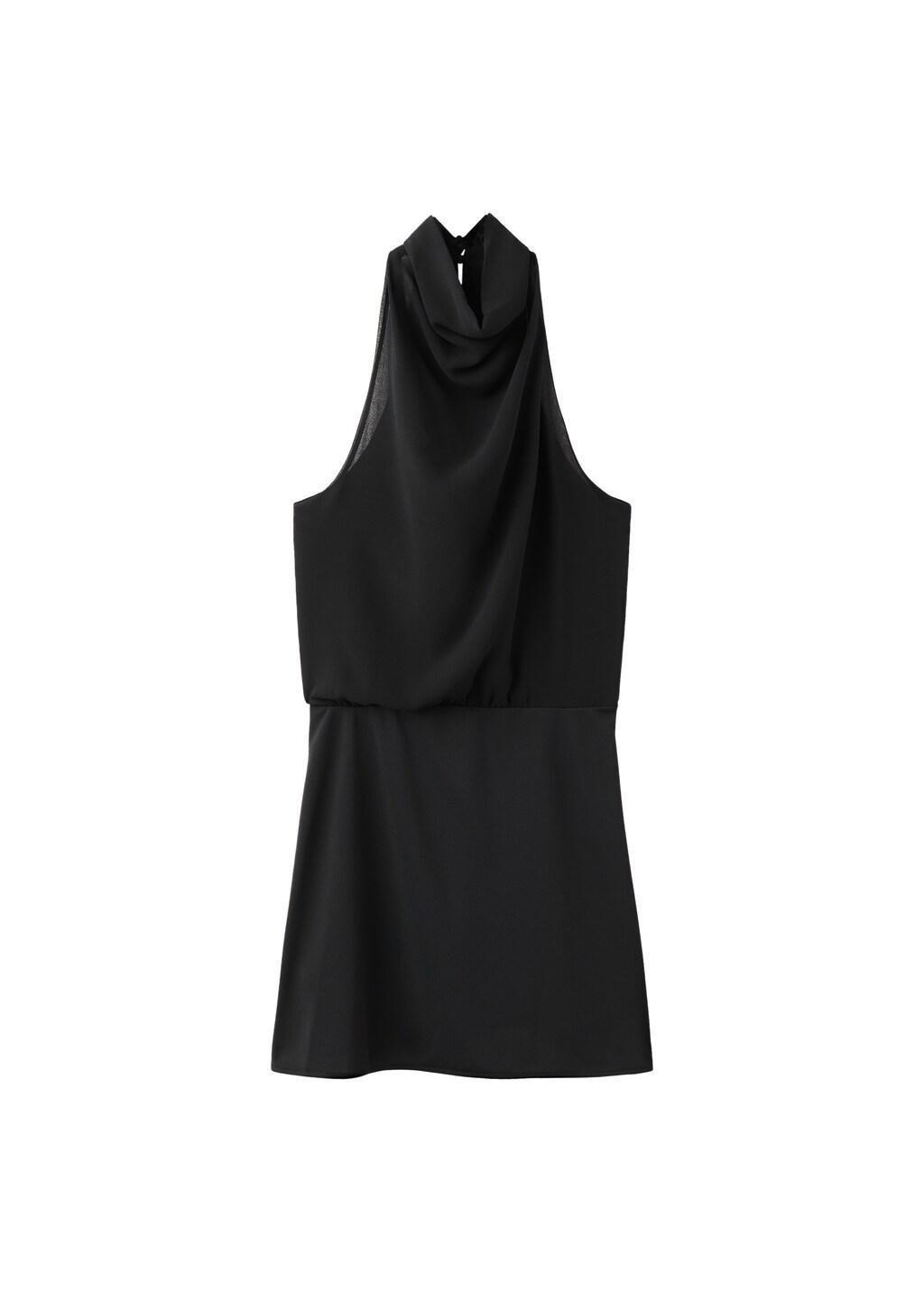 Black Halter-Neck Dress With Bow, Black, large image number 6