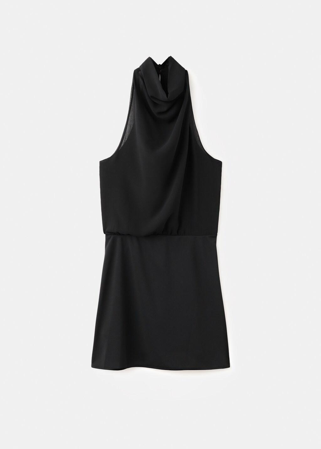 Black Halter-Neck Dress With Bow, Black, large image number 7