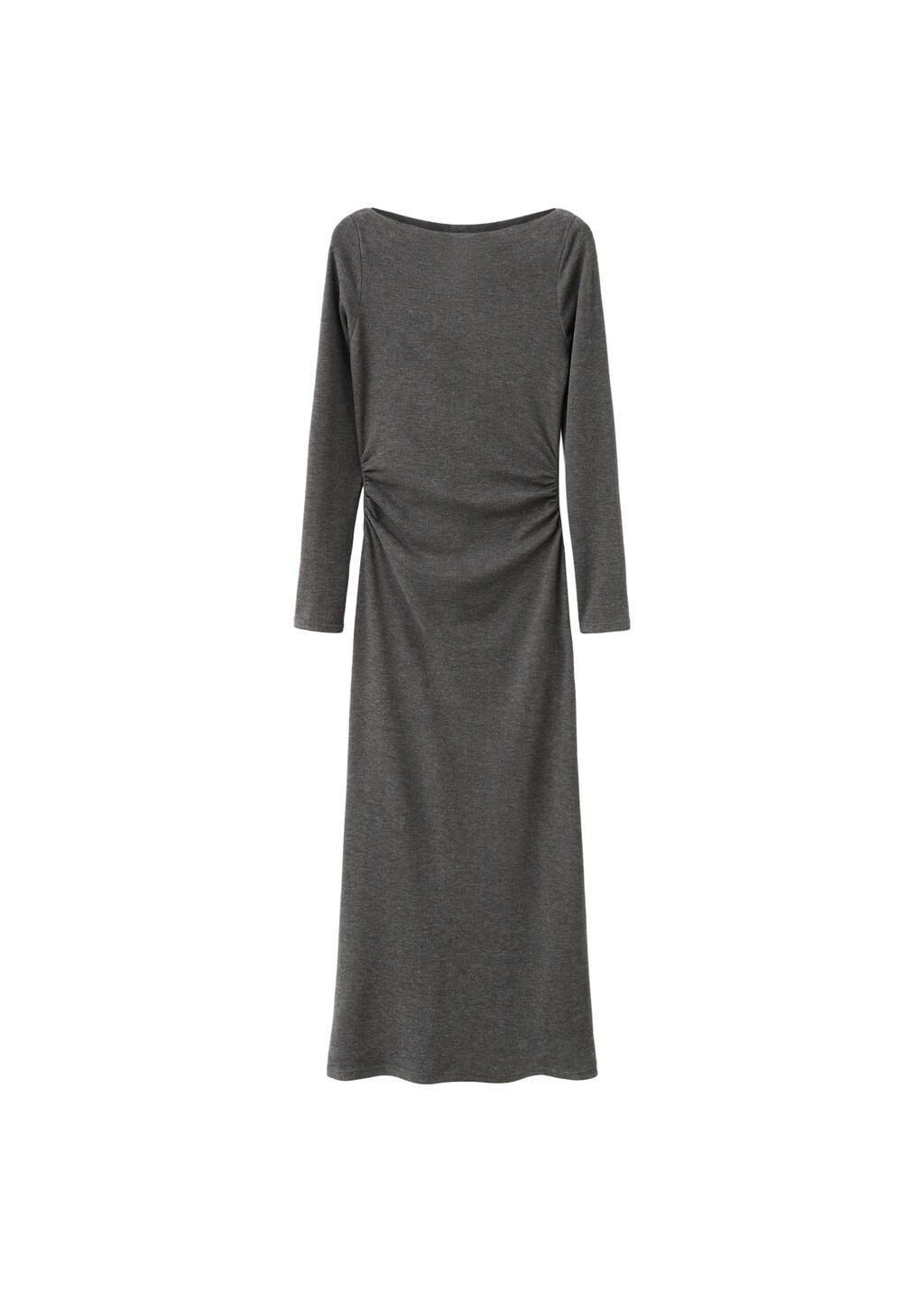 Grey Fitted Sweater Dress, Grey, large image number 6