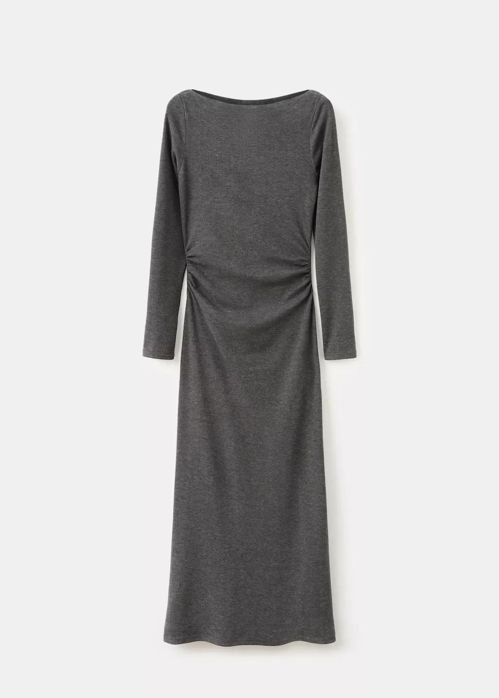 Grey Fitted Sweater Dress, Grey, large image number 7