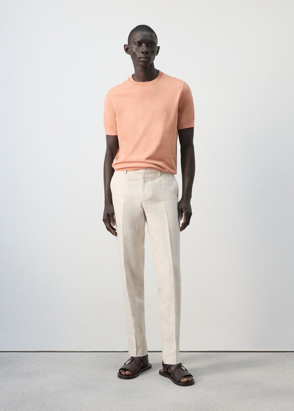 Orange Lt Pastel Fine Jersey 100% Cotton T-Shirt, Light-Pastel Orange, large image number 0