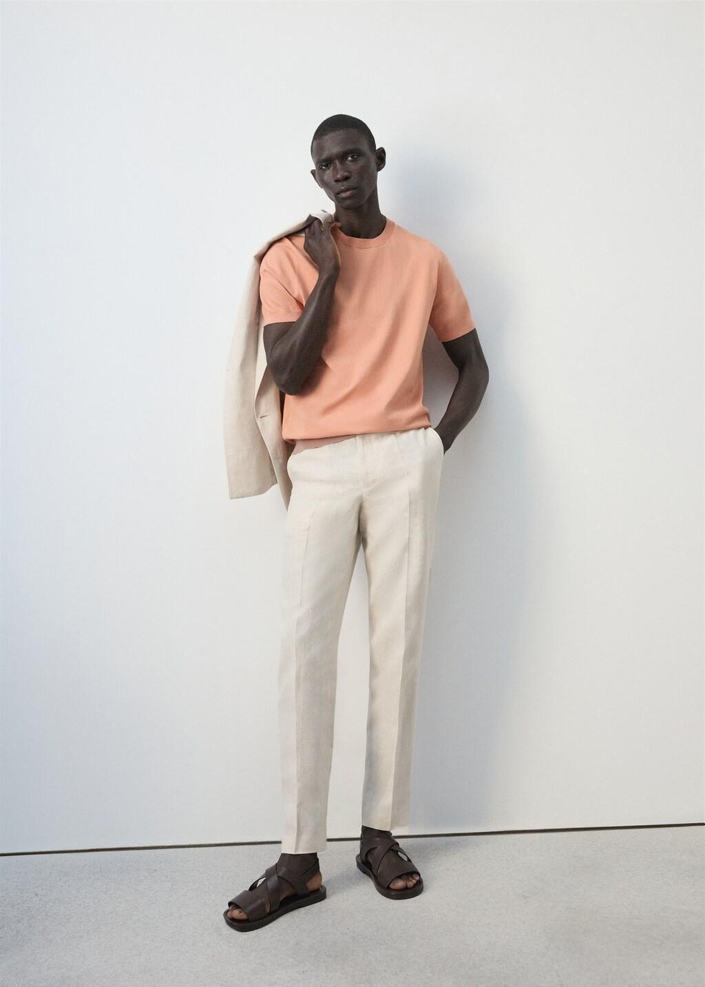 Orange Lt Pastel Fine Jersey 100% Cotton T-Shirt, Light-Pastel Orange, large image number 4