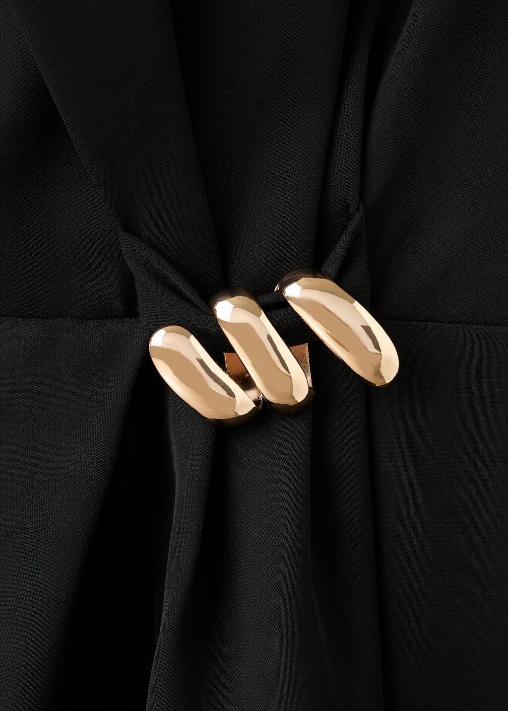 Black Dress With Metal Embellishment And Cut-Out, Black, large image number 1