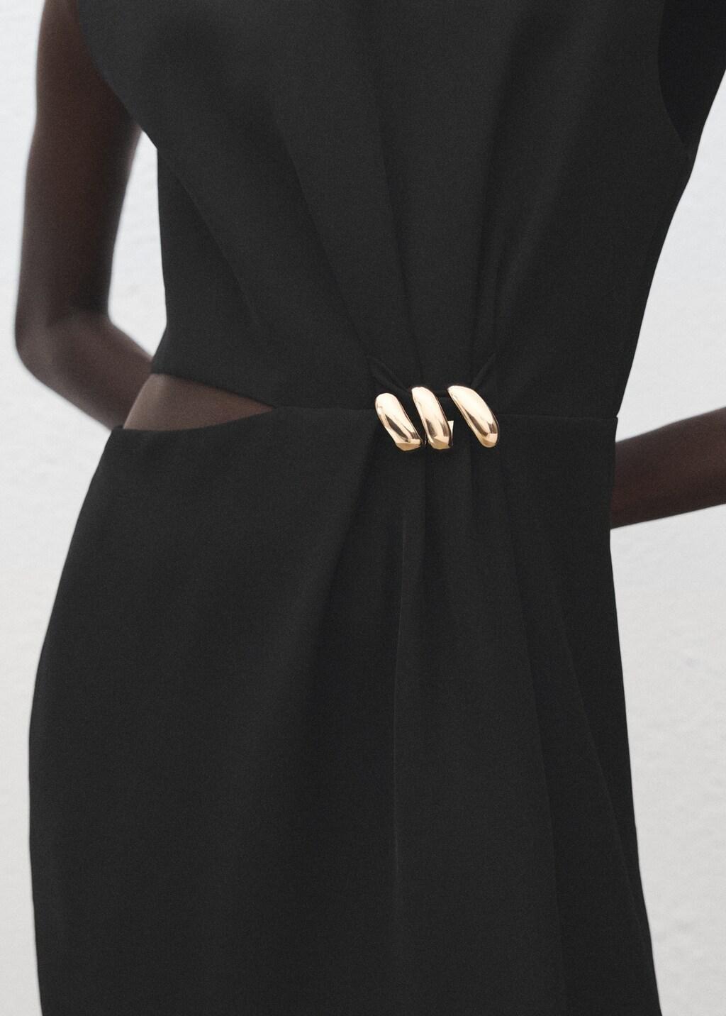 Black Dress With Metal Embellishment And Cut-Out, Black, large image number 6