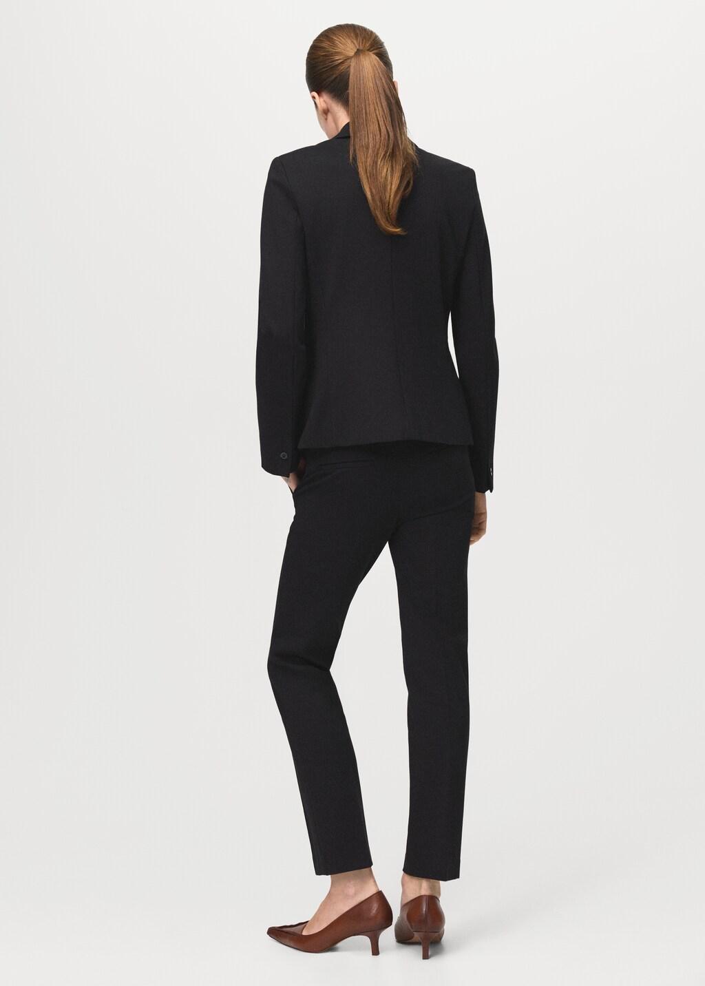 Black Straight Mid-Rise Trousers, Black, large image number 2