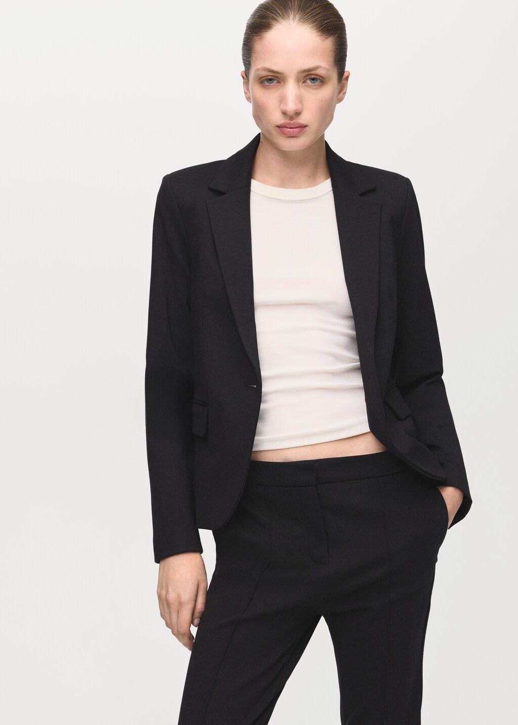 Black Straight Mid-Rise Trousers, Black, large image number 4