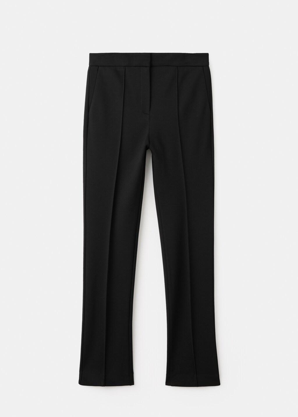 Black Straight Mid-Rise Trousers, Black, large image number 6