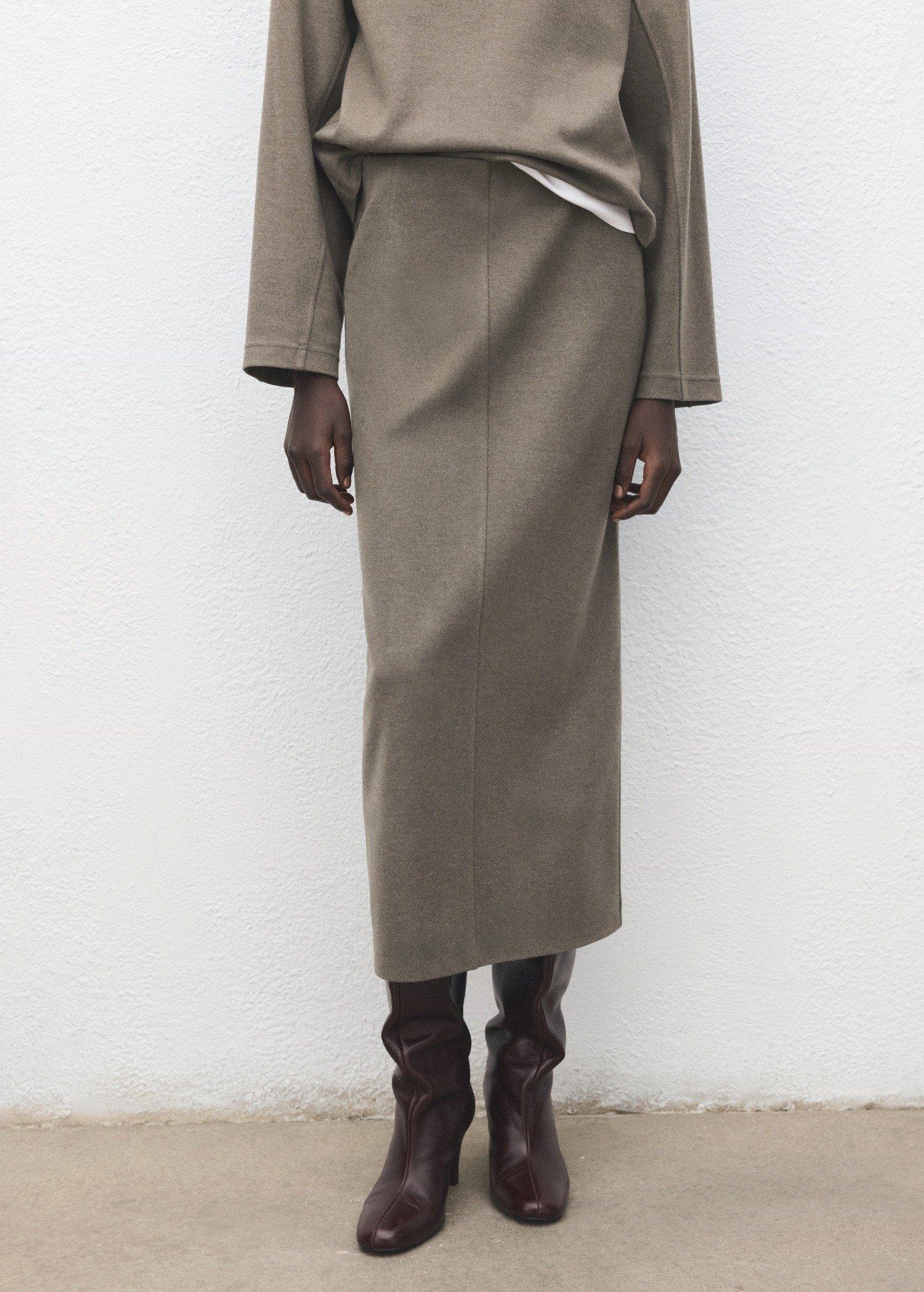 Brown Opening Pencil Skirt, Medium Brown, large image number 0