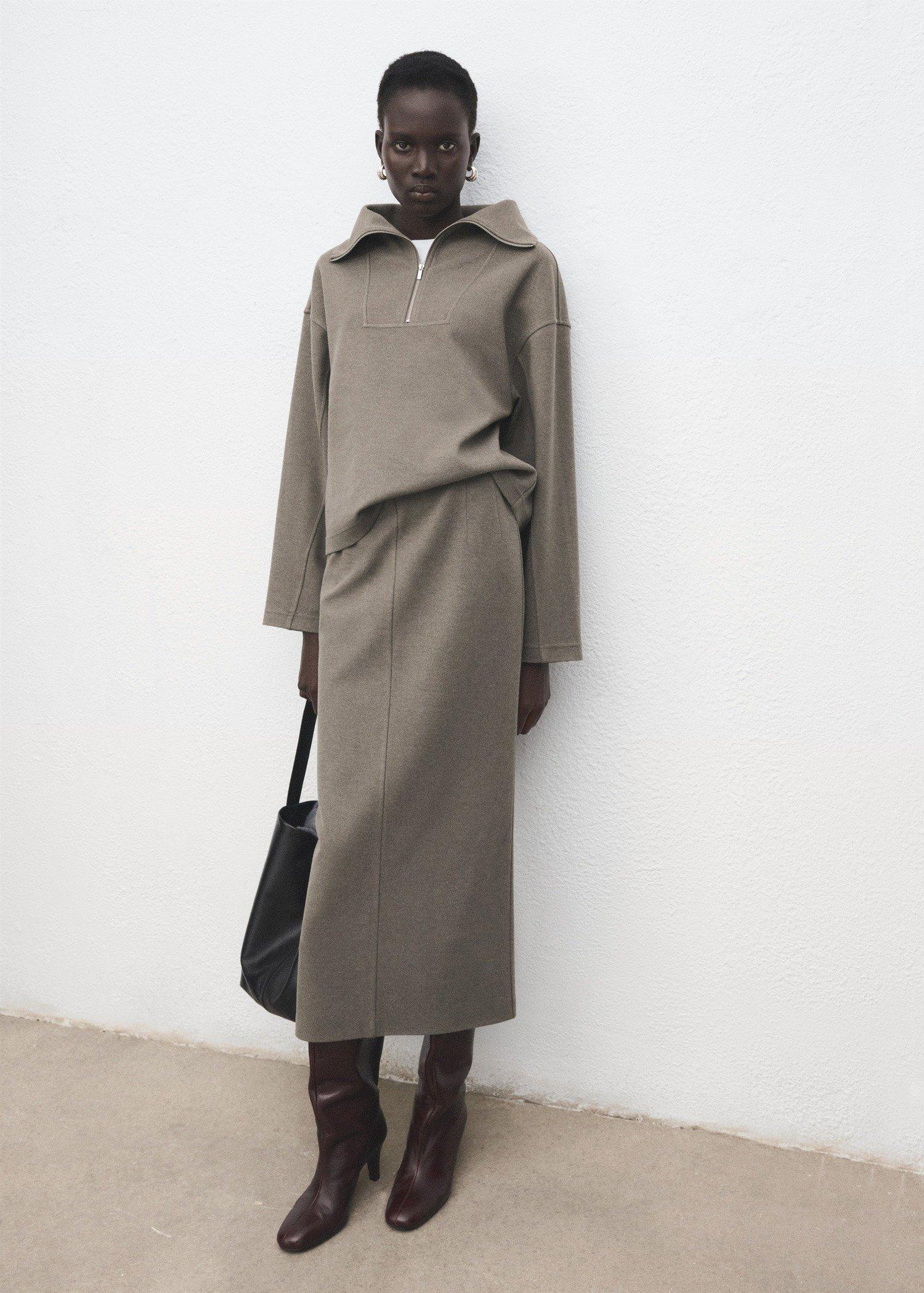 Brown Opening Pencil Skirt, Medium Brown, large image number 2