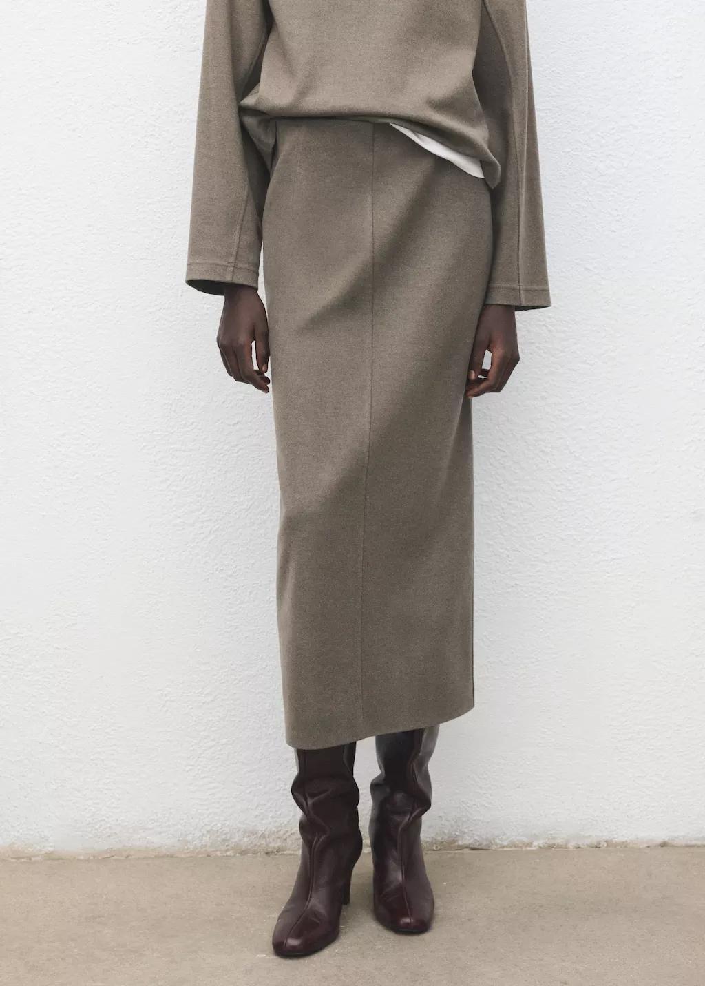 Brown Opening Pencil Skirt, Medium Brown, large image number 7