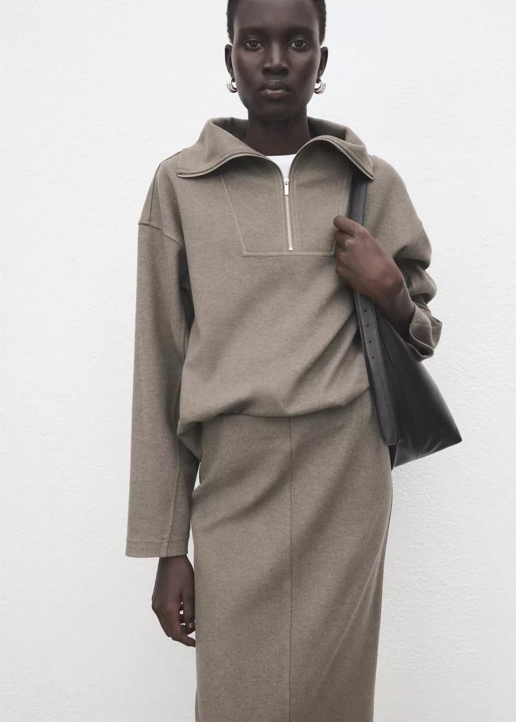 Brown Opening Pencil Skirt, Medium Brown, large image number 9