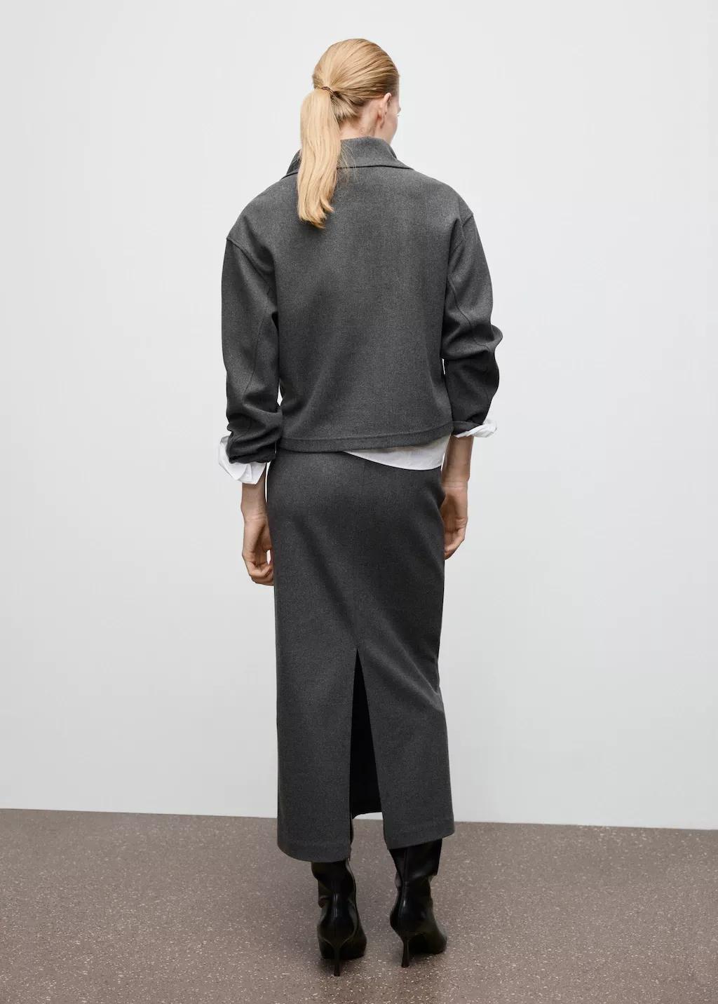 Grey Opening Pencil Skirt, Dark Grey, large image number 5