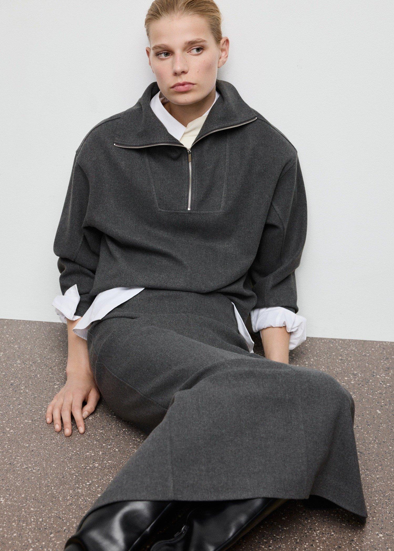 Grey Opening Pencil Skirt, Dark Grey, large image number 8