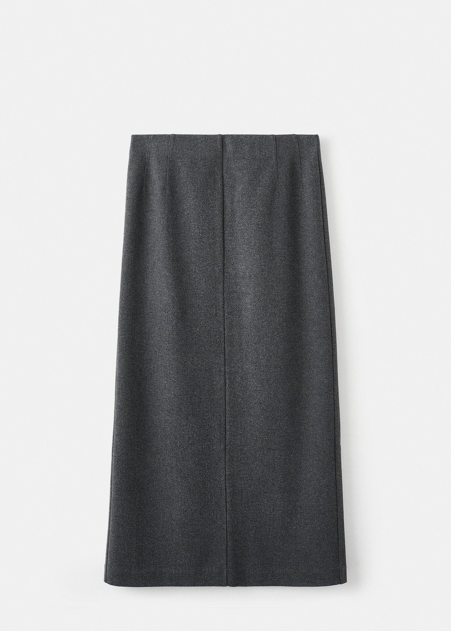 Grey Opening Pencil Skirt, Dark Grey, large image number 9