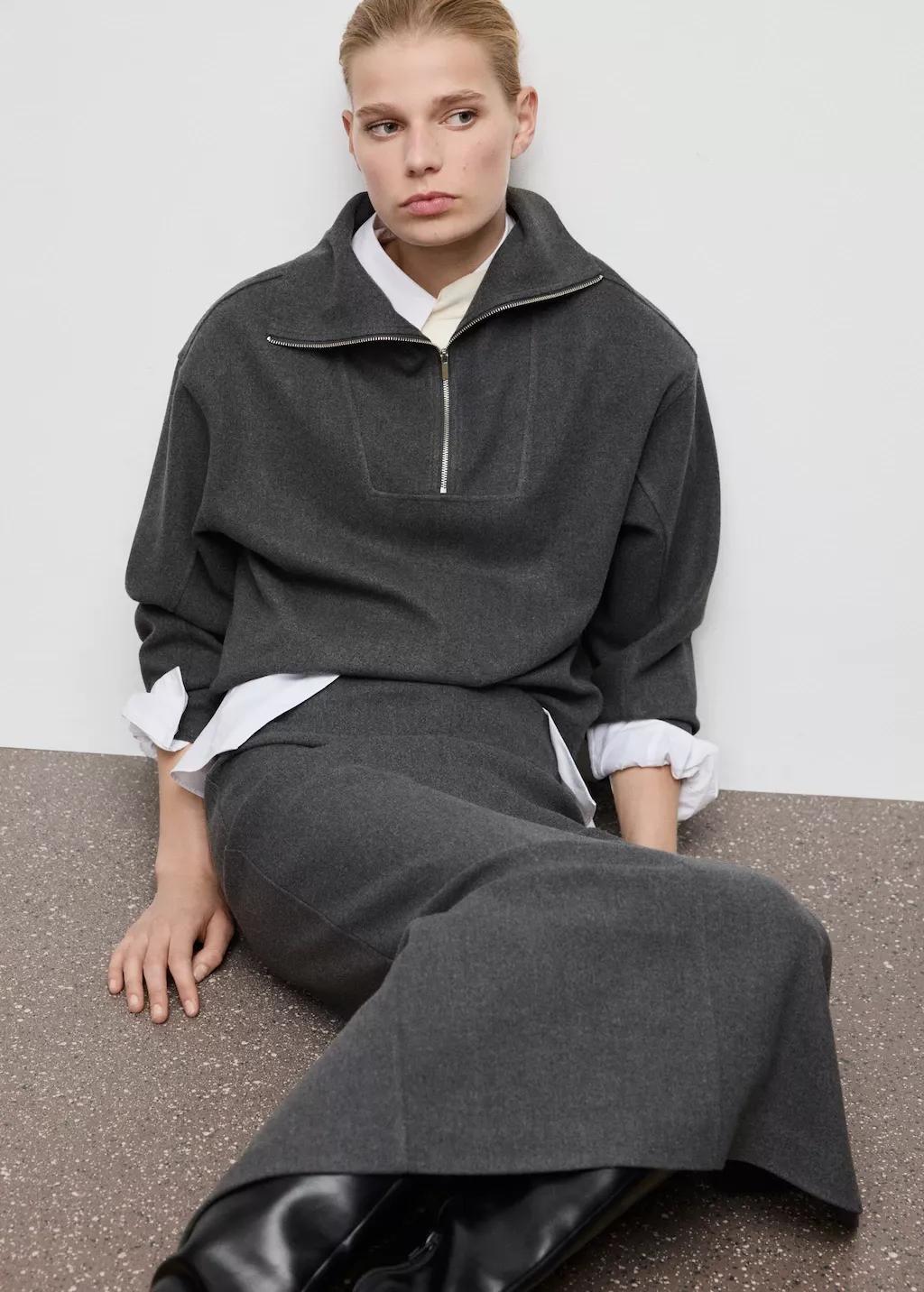 Grey Opening Pencil Skirt, Dark Grey, large image number 11