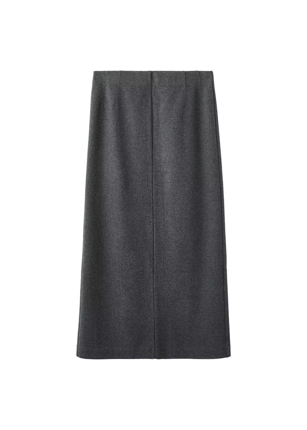 Grey Opening Pencil Skirt, Dark Grey, large image number 12