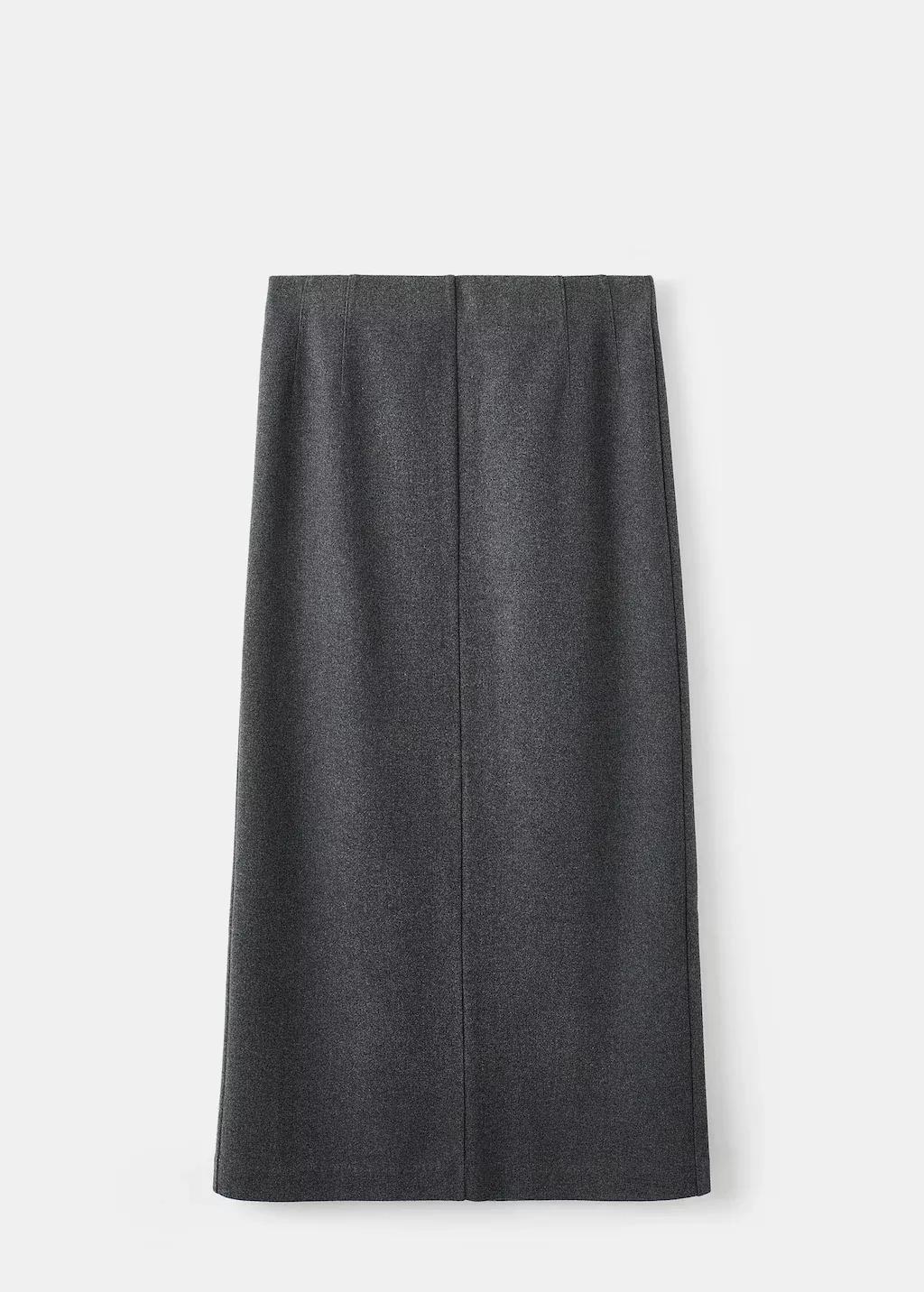 Grey Opening Pencil Skirt, Dark Grey, large image number 13
