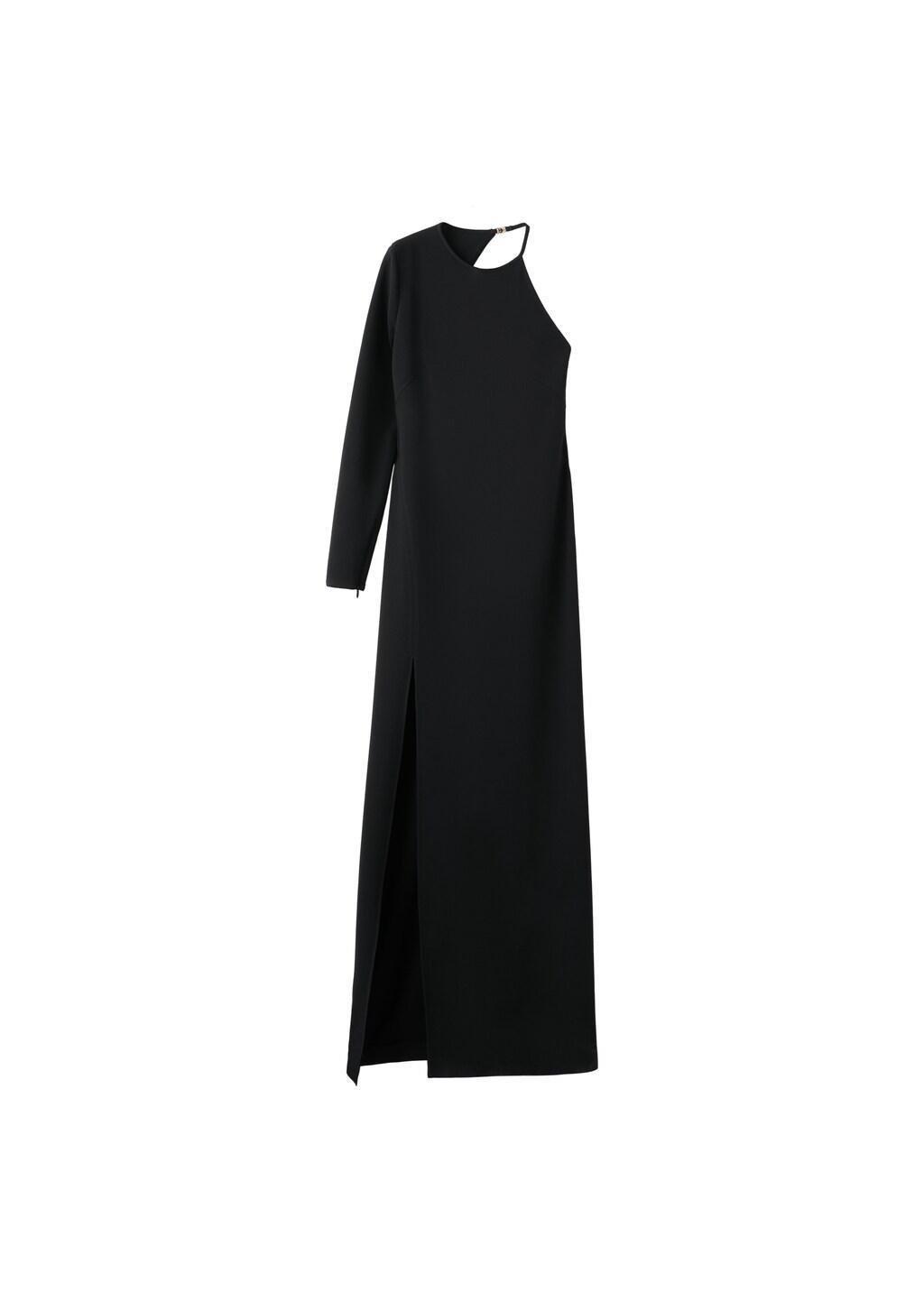 Black Asymmetrical Open-Back Dress, Black, large image number 5