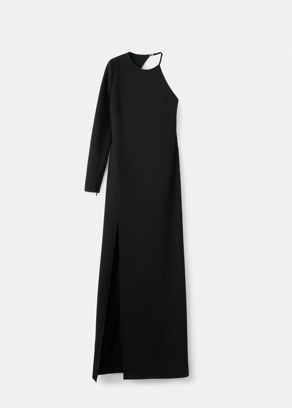 Black Asymmetrical Open-Back Dress, Black, large image number 6