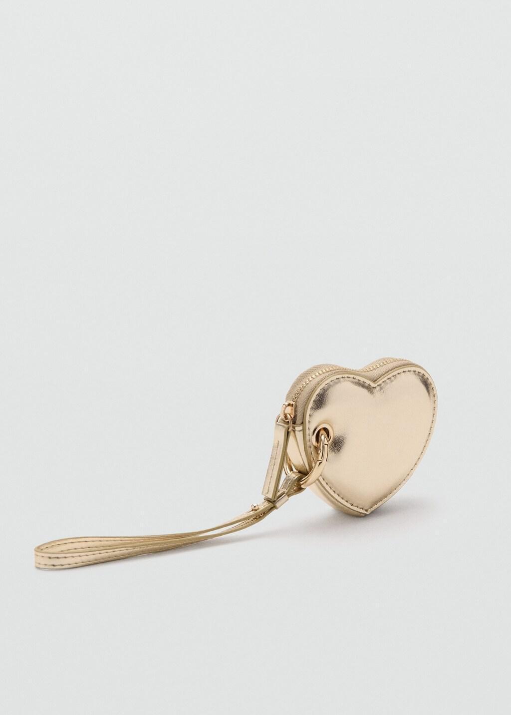 Gold Wallet With Heart Keychain, Gold, large image number 0