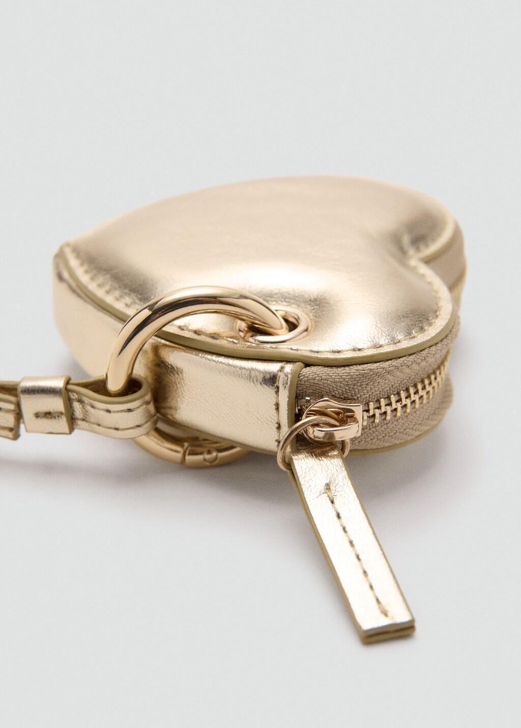 Gold Wallet With Heart Keychain, Gold, large image number 1