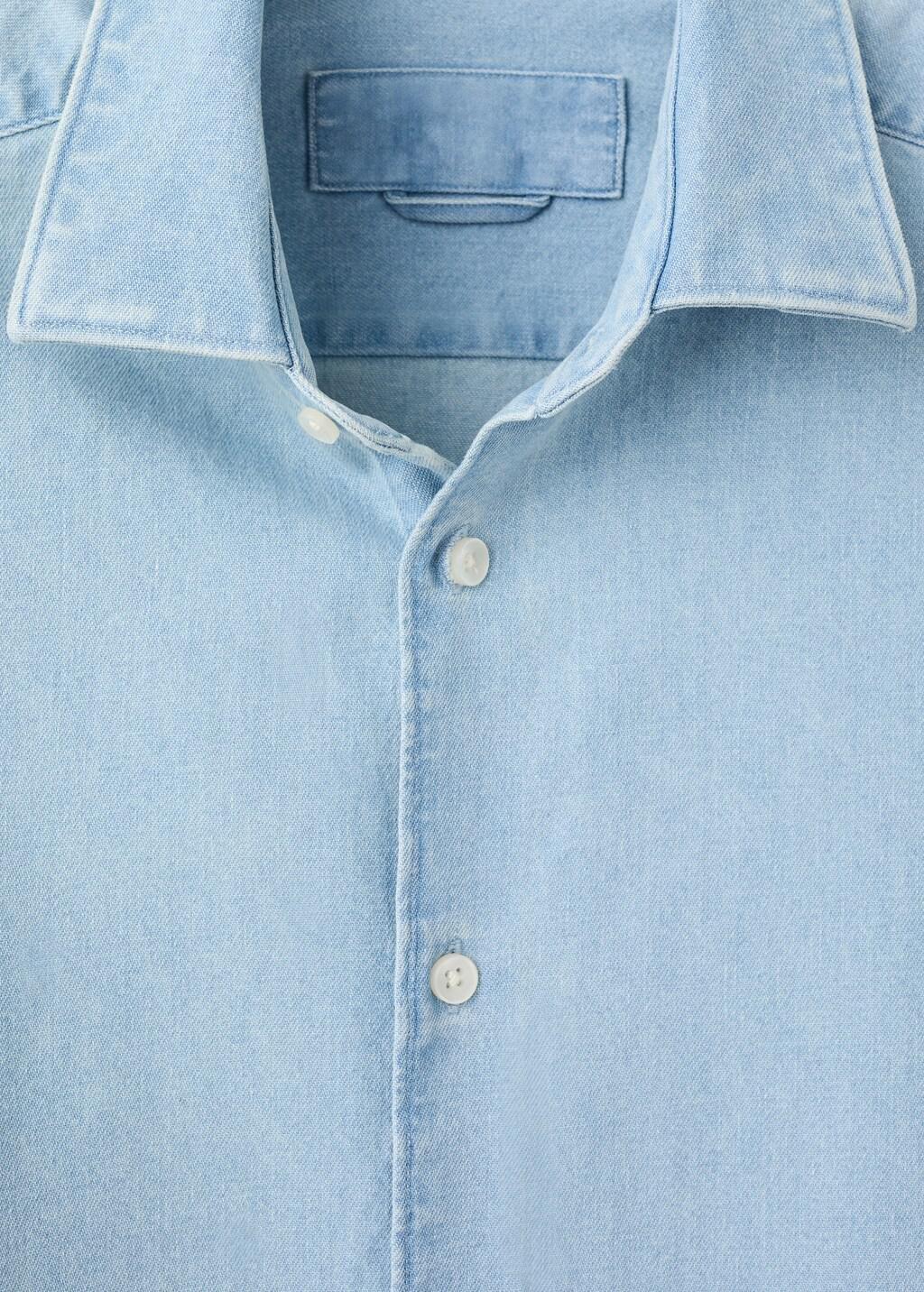 Blue 100% Cotton Denim Shirt, Open Blue, large image number 1