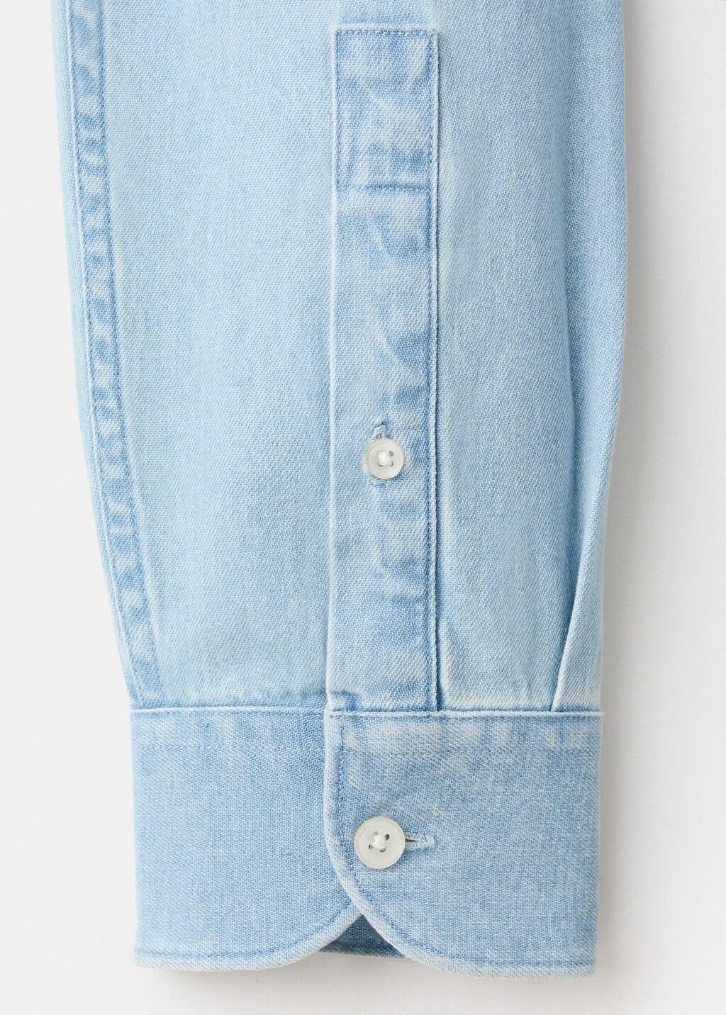 Blue 100% Cotton Denim Shirt, Open Blue, large image number 5