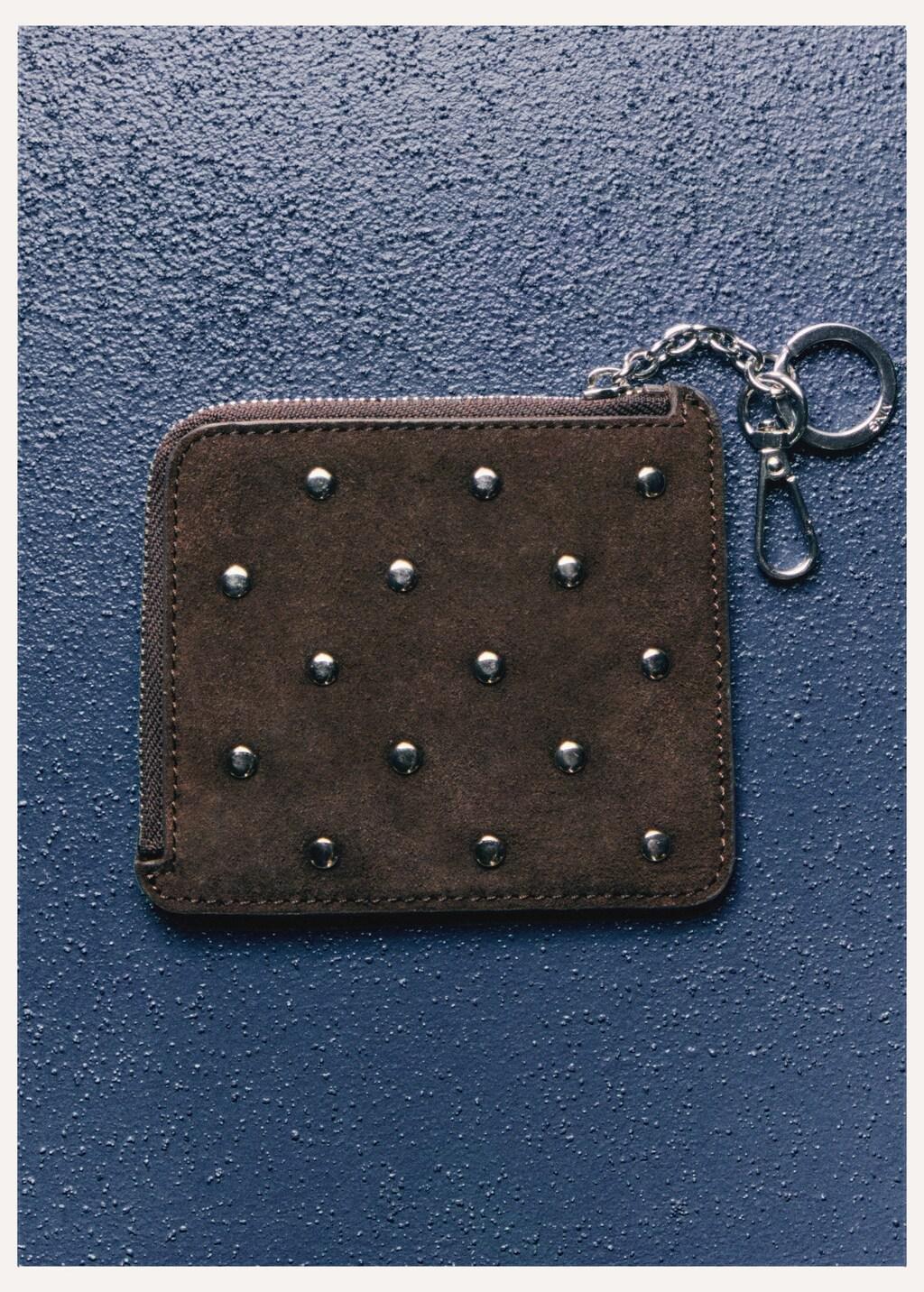 Brown Suede Studded Purse, Dark Brown, large image number 5