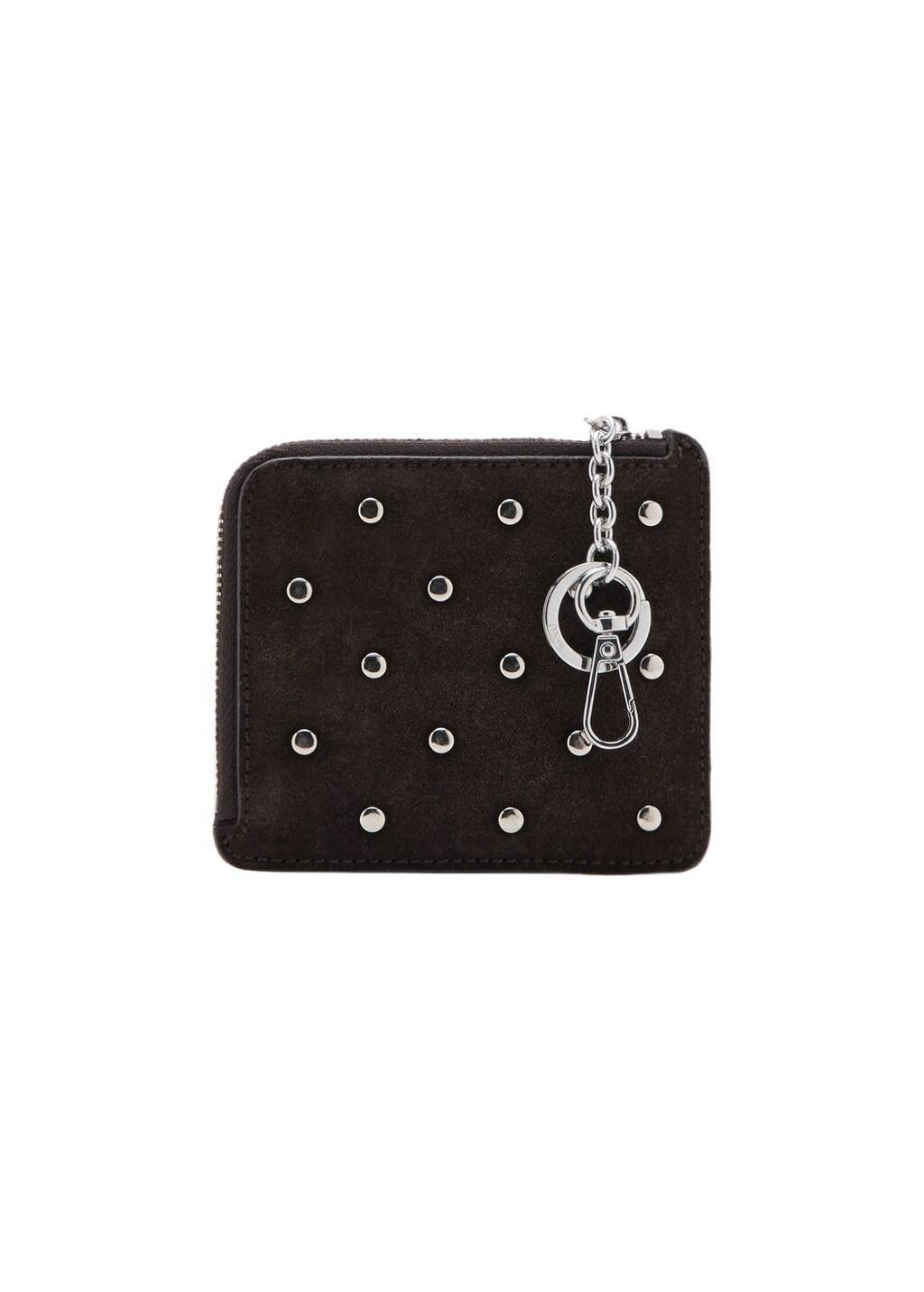 Brown Suede Studded Purse, Dark Brown, large image number 6