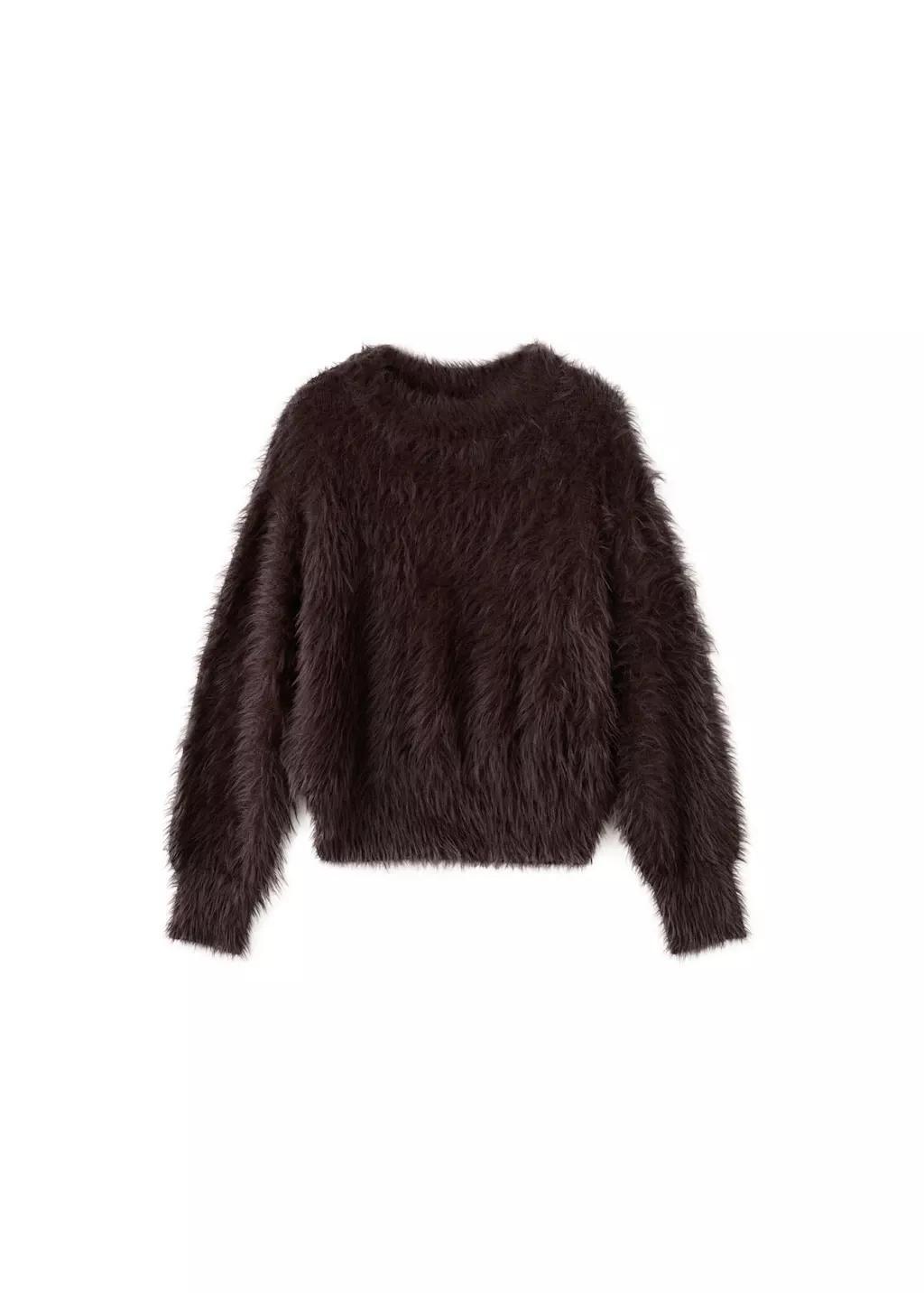 Brown Faux-Fur Sweater, Brown, large image number 6