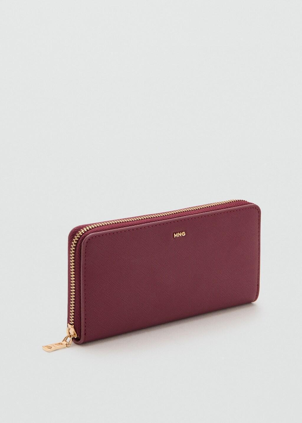Burgundy Saffiano Effect Wallet, Dark Red, large image number 0
