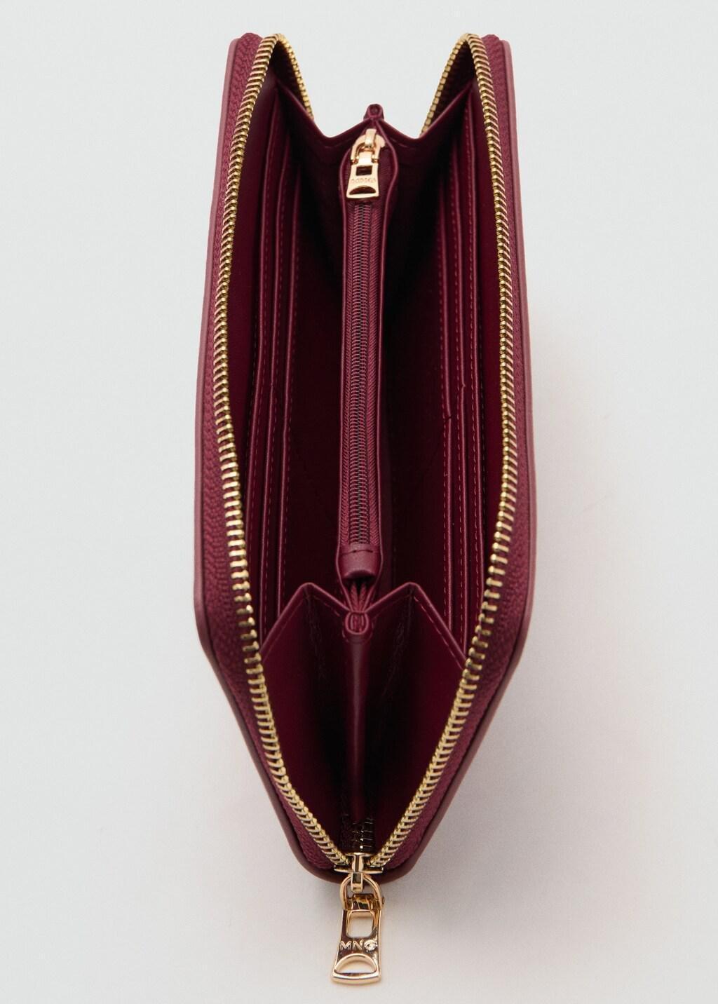 Burgundy Saffiano Effect Wallet, Dark Red, large image number 1