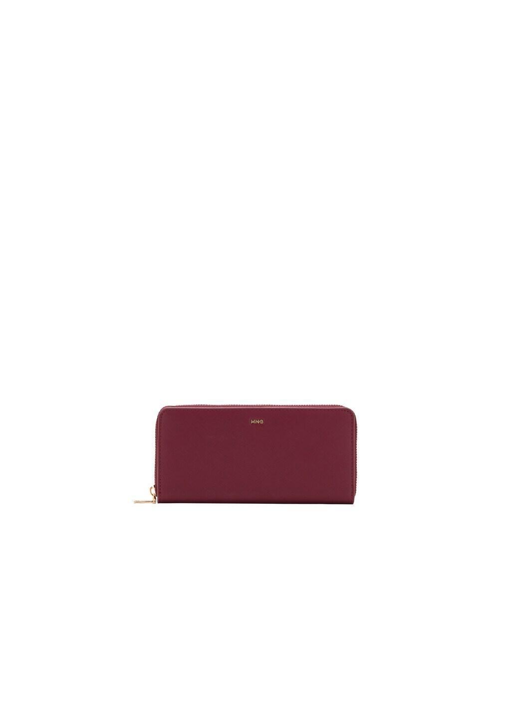 Burgundy Saffiano Effect Wallet, Dark Red, large image number 2