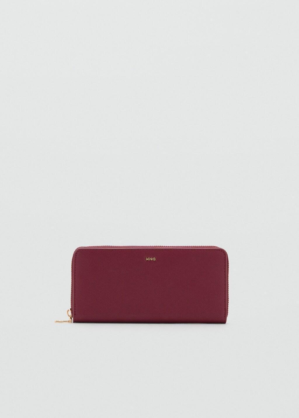 Burgundy Saffiano Effect Wallet, Dark Red, large image number 3