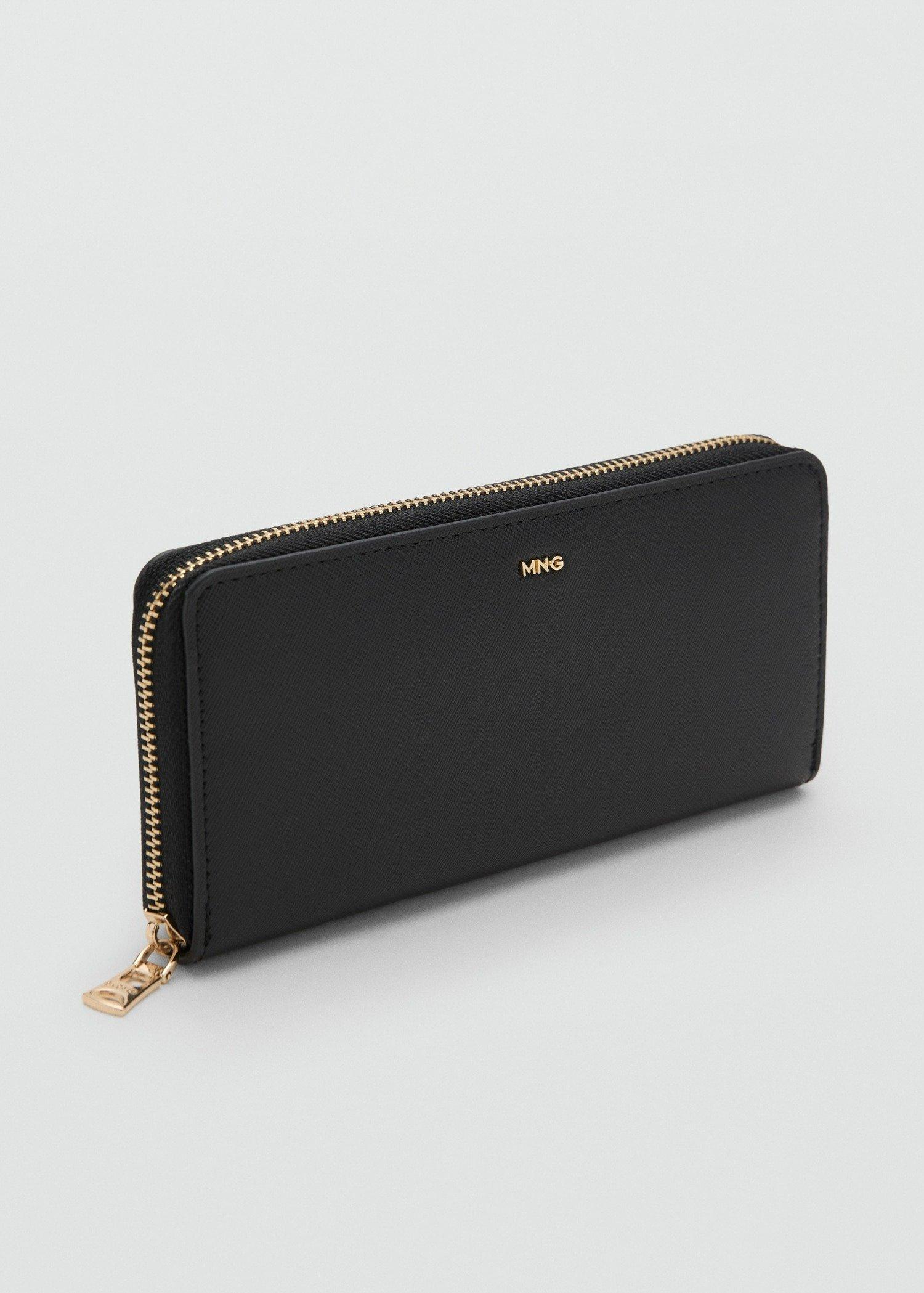 Black Saffiano Effect Wallet, Black, medium
