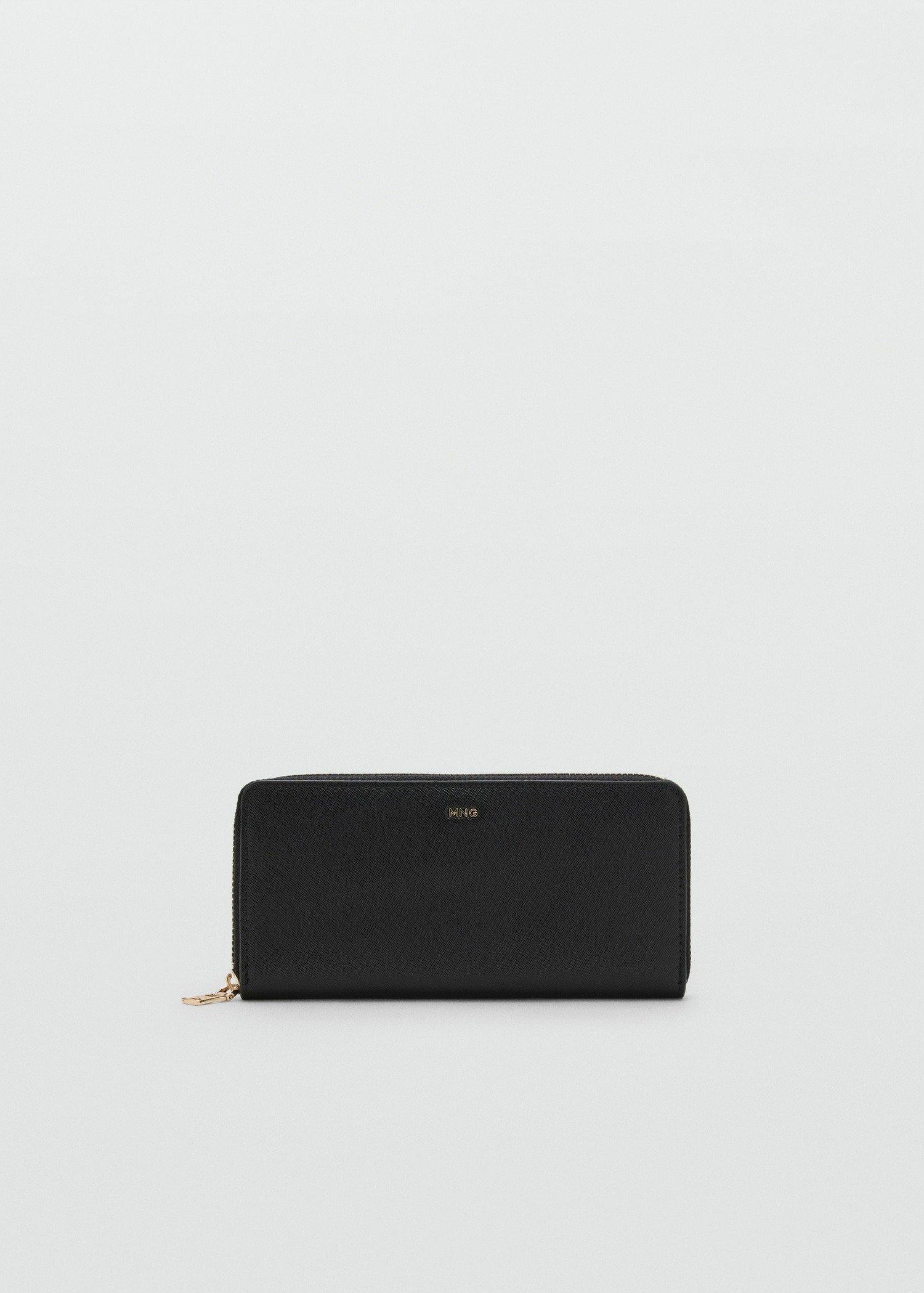 Black Saffiano Effect Wallet, Black, large image number 1