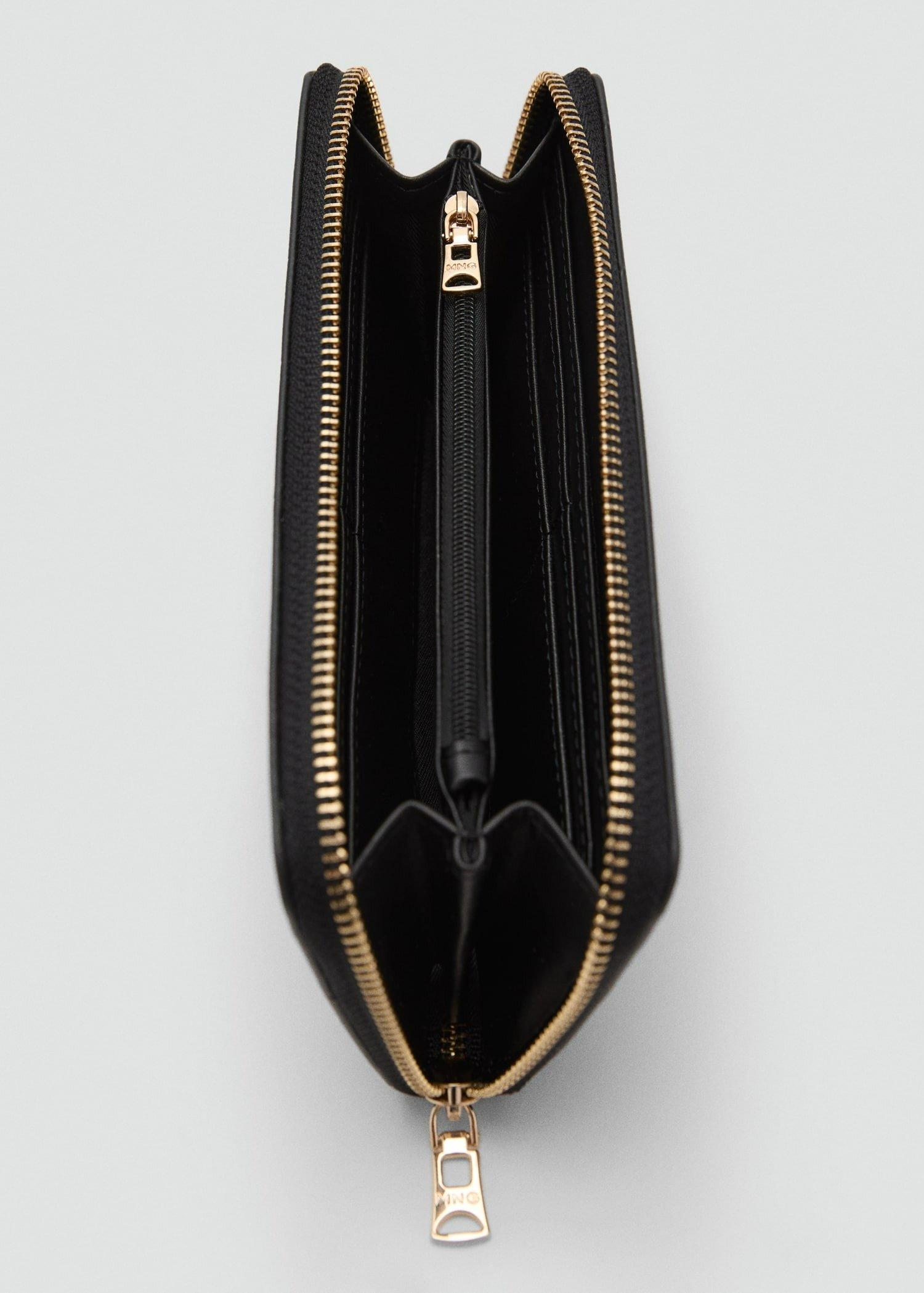 Black Saffiano Effect Wallet, Black, medium