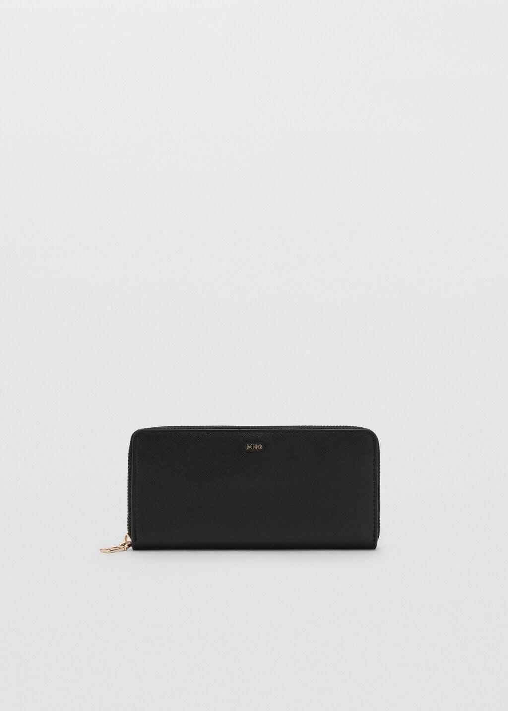 Black Saffiano Effect Wallet, Black, large image number 6