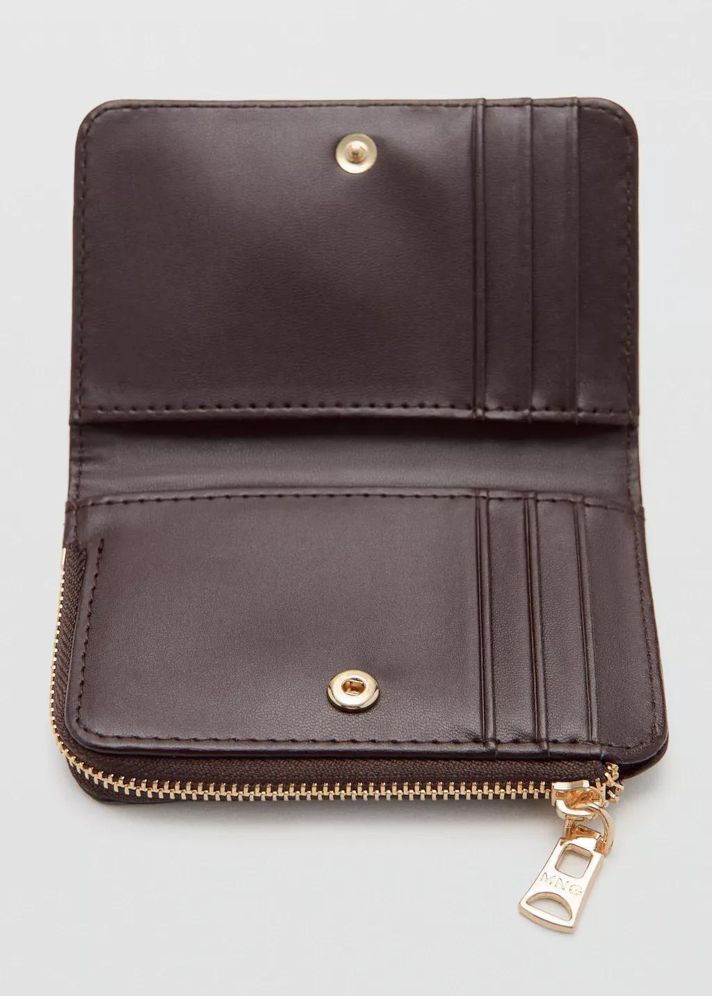 Brown Safiano-Effect Wallet With Flap, 0201_32, medium
