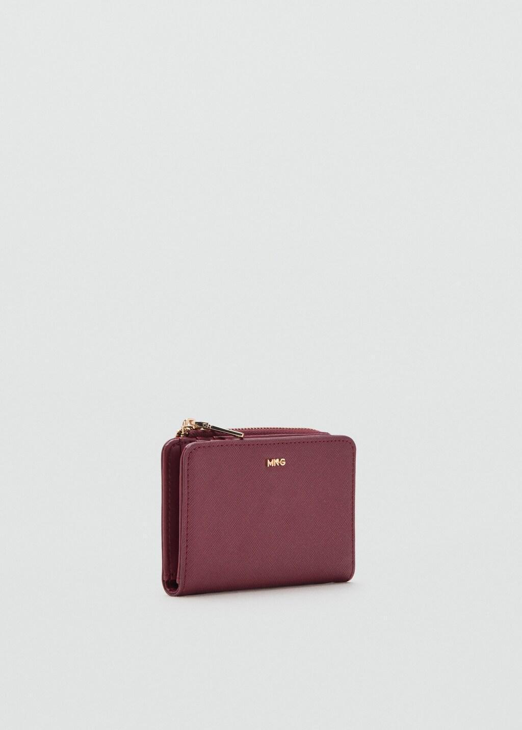 DARK RED Safiano-effect wallet with flap, 0201_78, medium