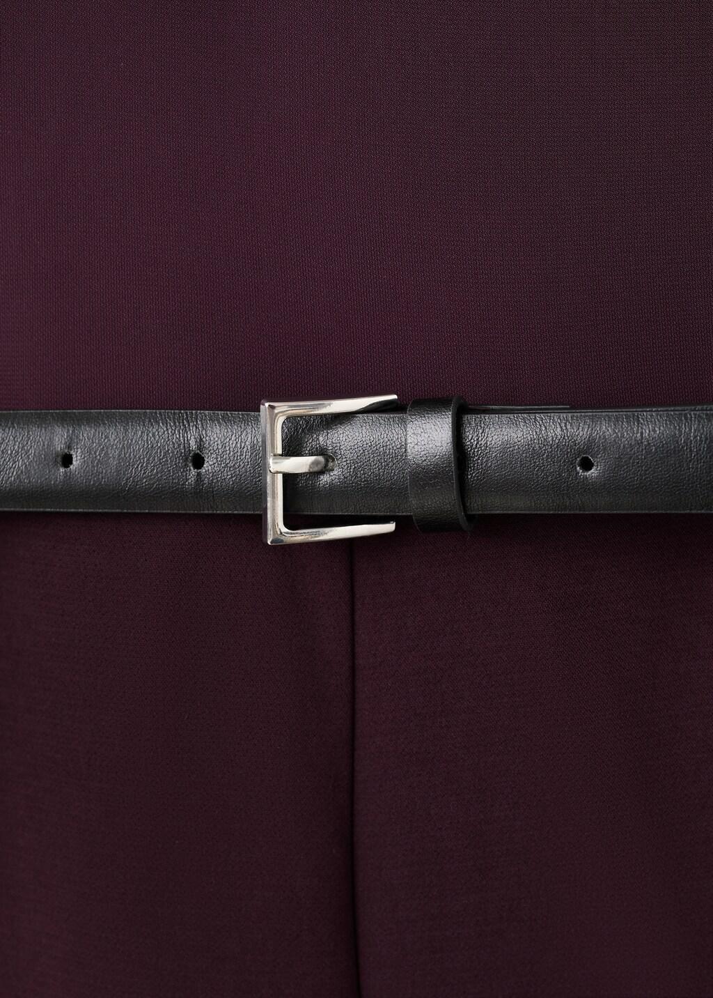 Burgundy Jumpsuit With Asymmetrical Neckline And Belt, Dark Red, large image number 1