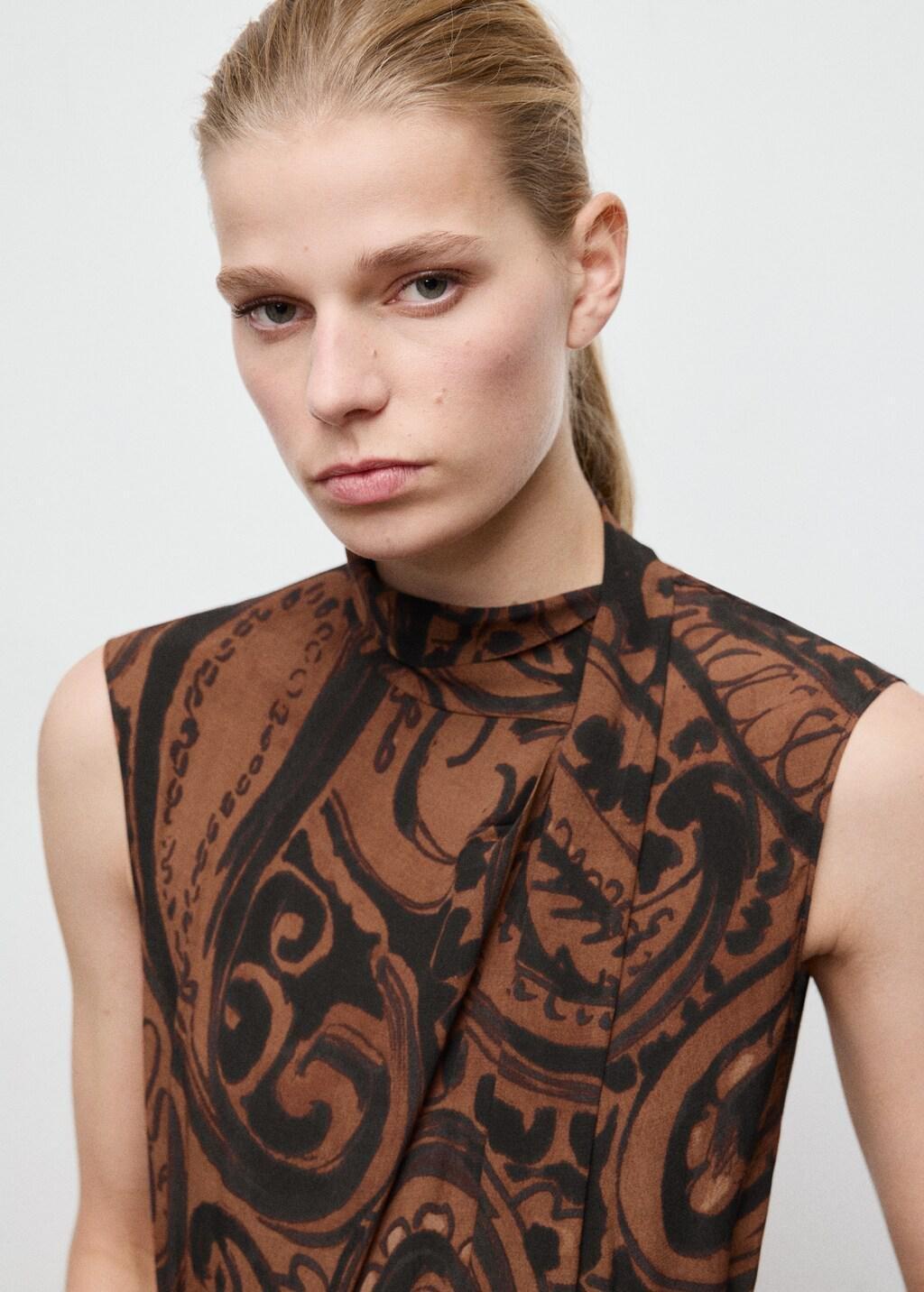 Orange Paisley-Print Jumpsuit With Belt, 0201_28, large image number 4