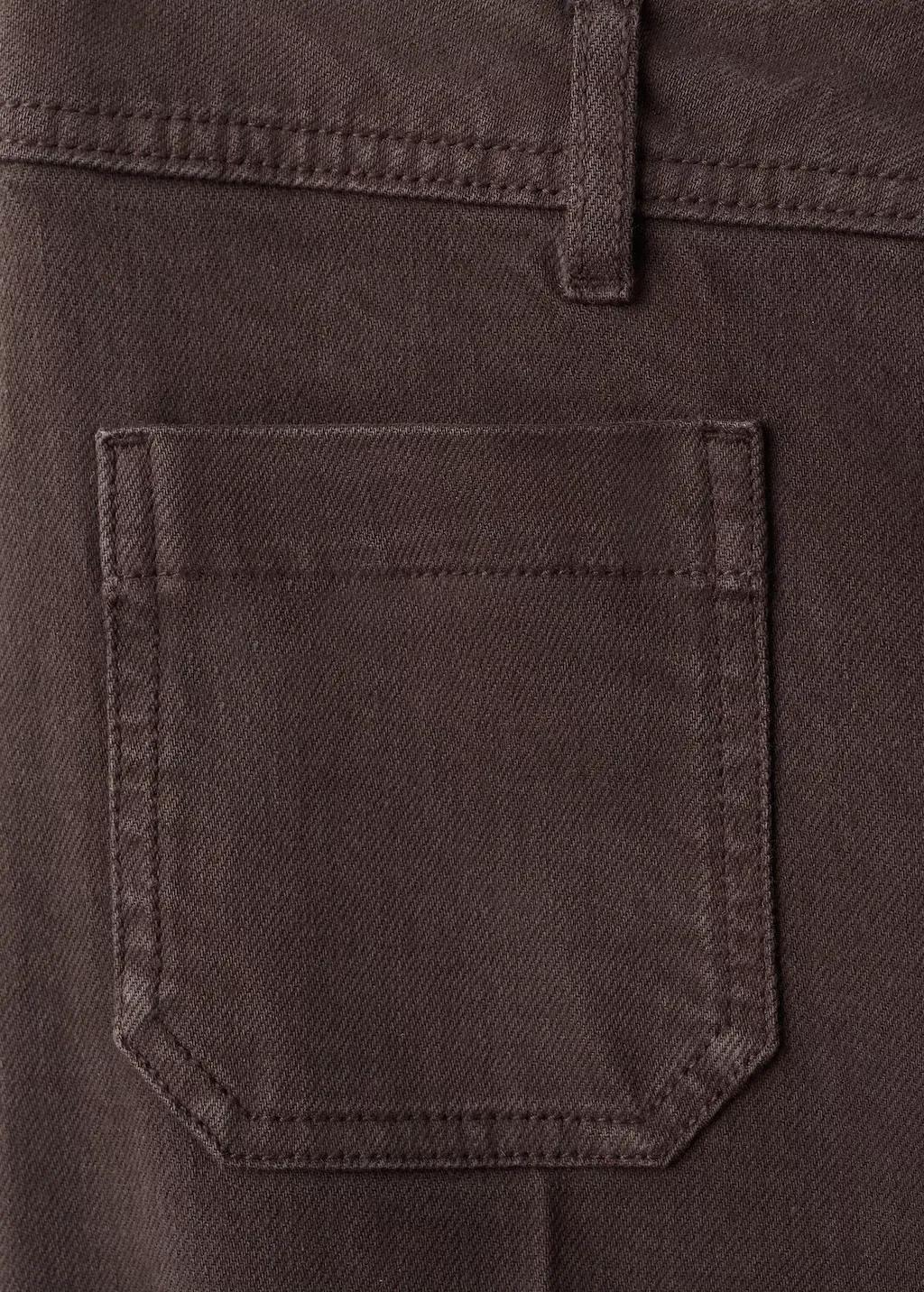 Brown Wide Leg Jeans With Pockets, Dark Brown, large image number 1