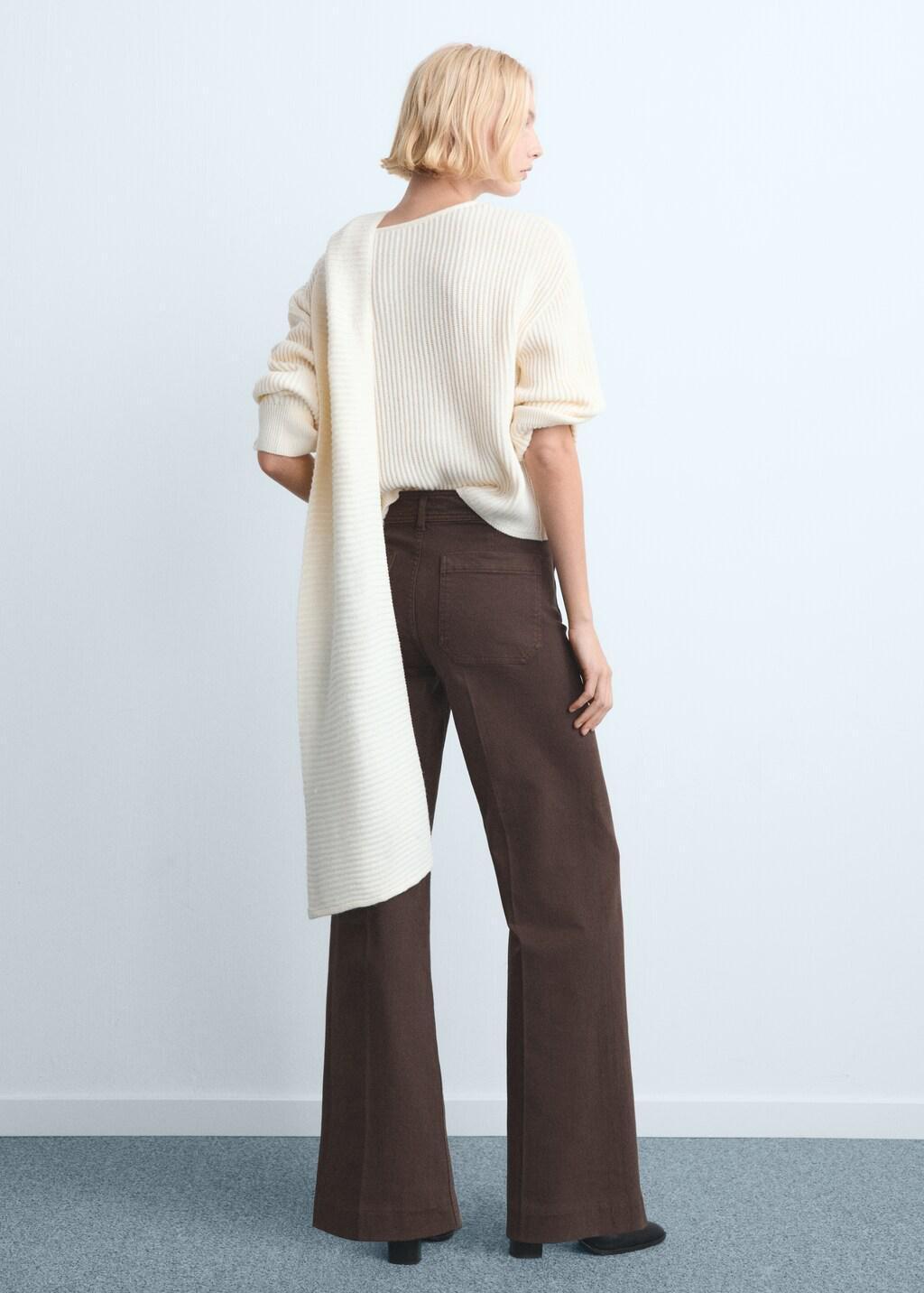 Brown Wide Leg Jeans With Pockets, Dark Brown, medium