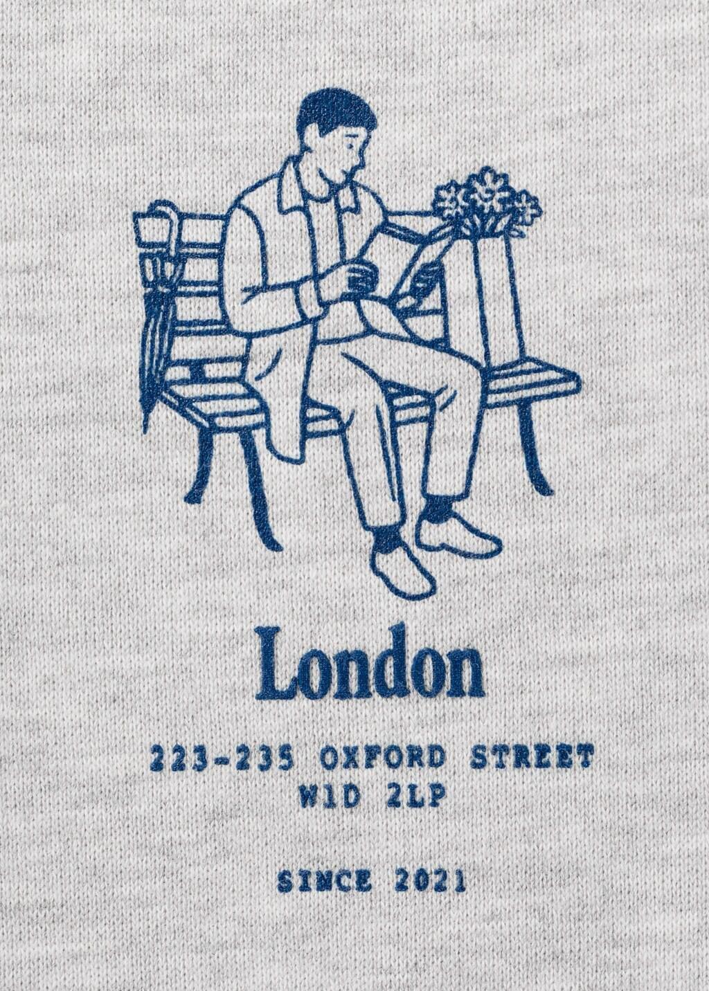 Grey Cotton Hooded Sweatshirt With Text, Medium Grey, large image number 1