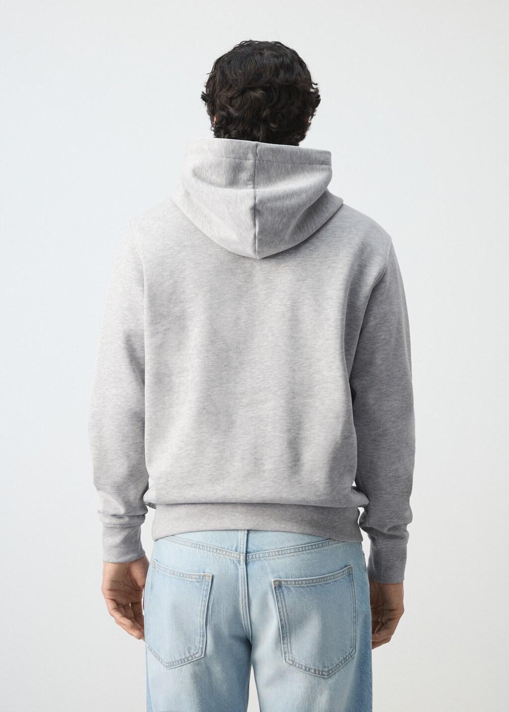 Grey Cotton Hooded Sweatshirt With Text, Medium Grey, large image number 2