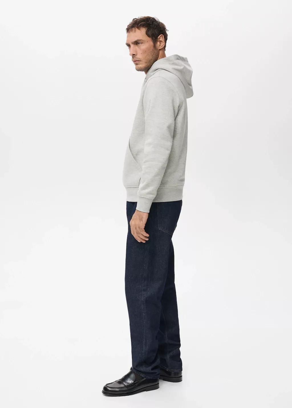 Grey Cotton Hooded Sweatshirt With Text, 0201_94, large image number 6