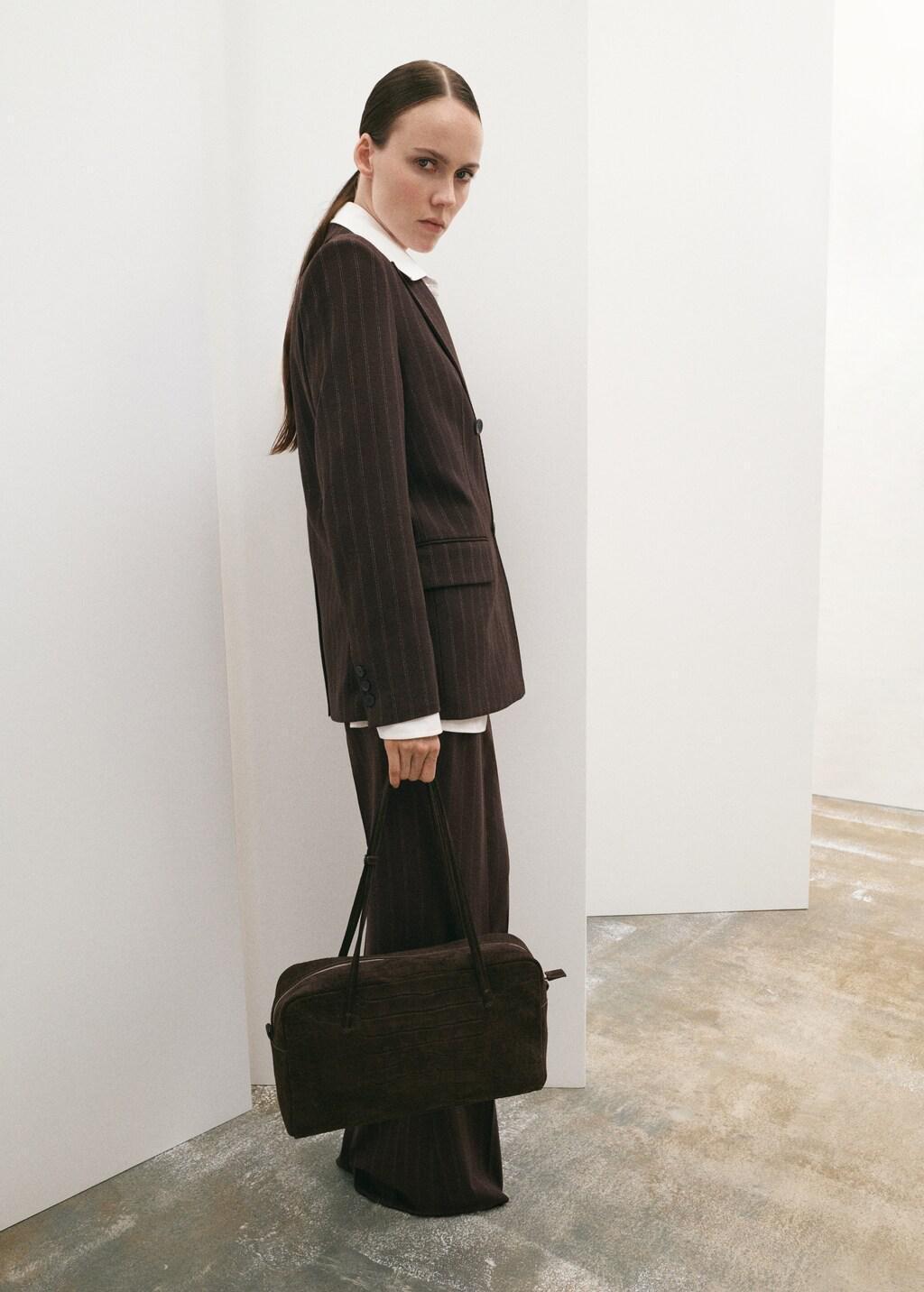 BROWN Double-breasted pinstripe suit jacket, 0201_30, large image number 1