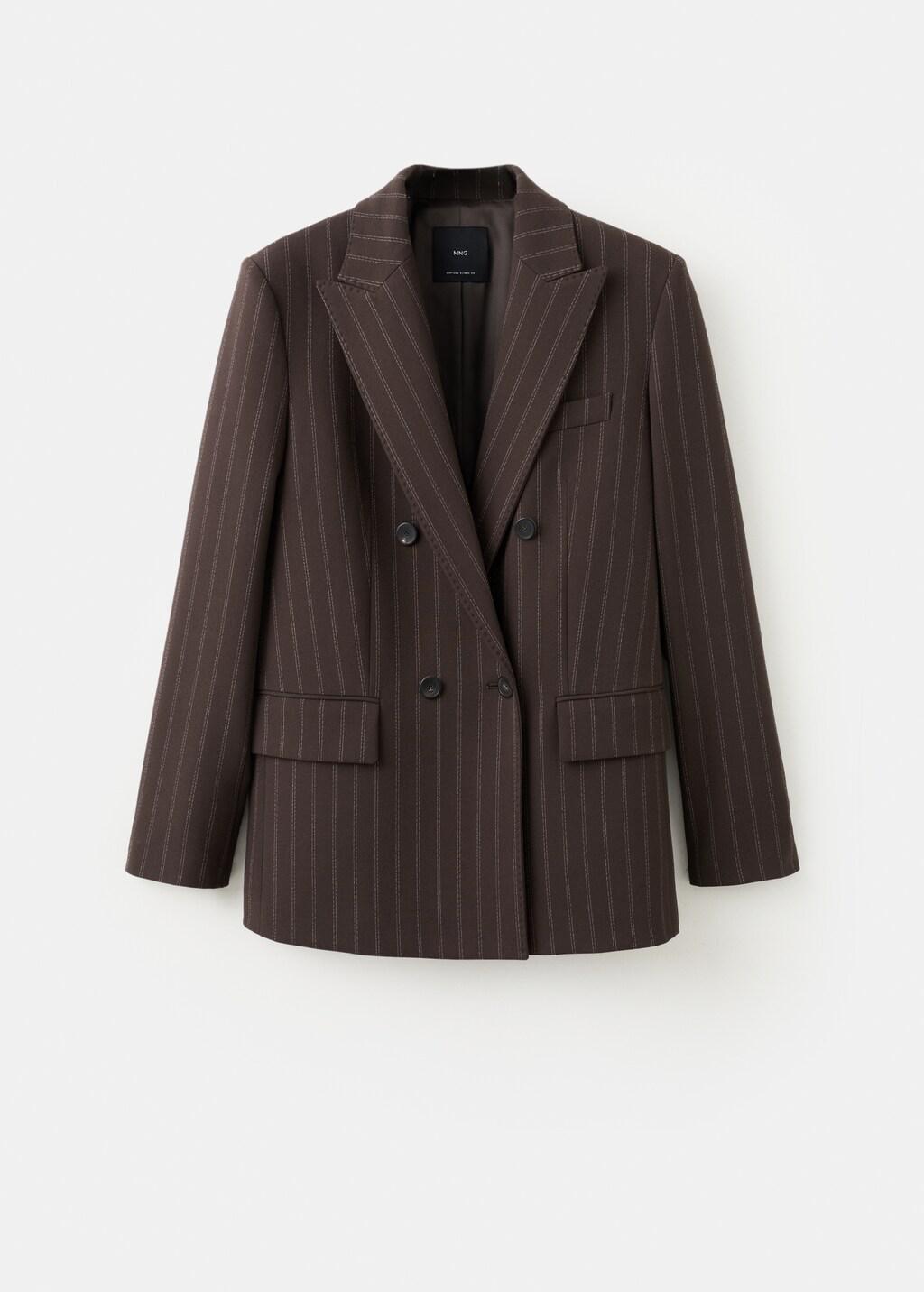 BROWN Double-breasted pinstripe suit jacket, 0201_30, large image number 12