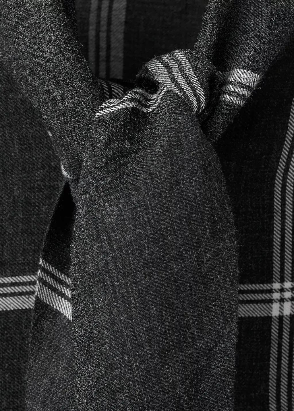 Black Check Blouse With Foulard Collar, Black, large image number 1
